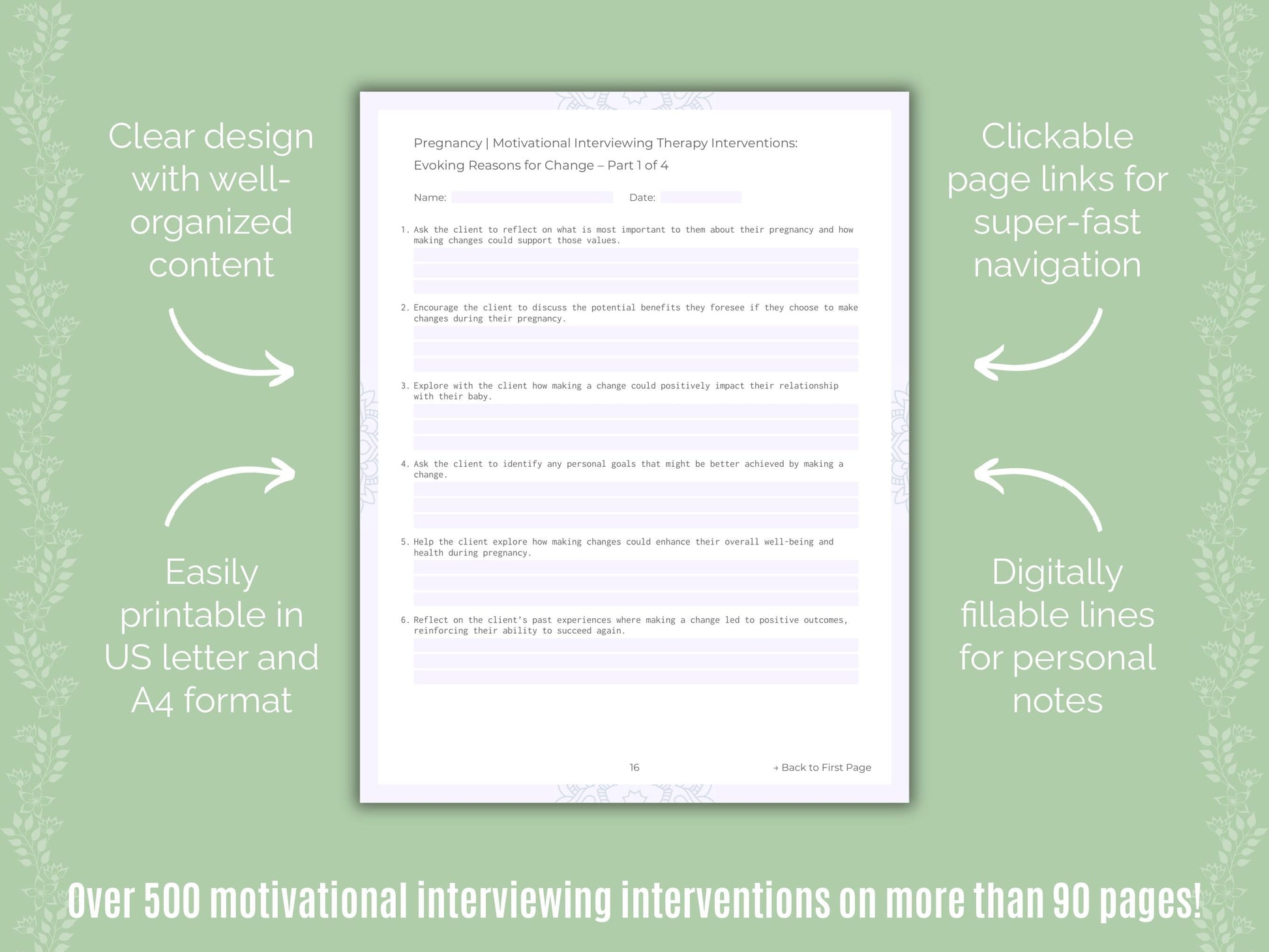 Pregnancy Motivational Interviewing Counseling Templates