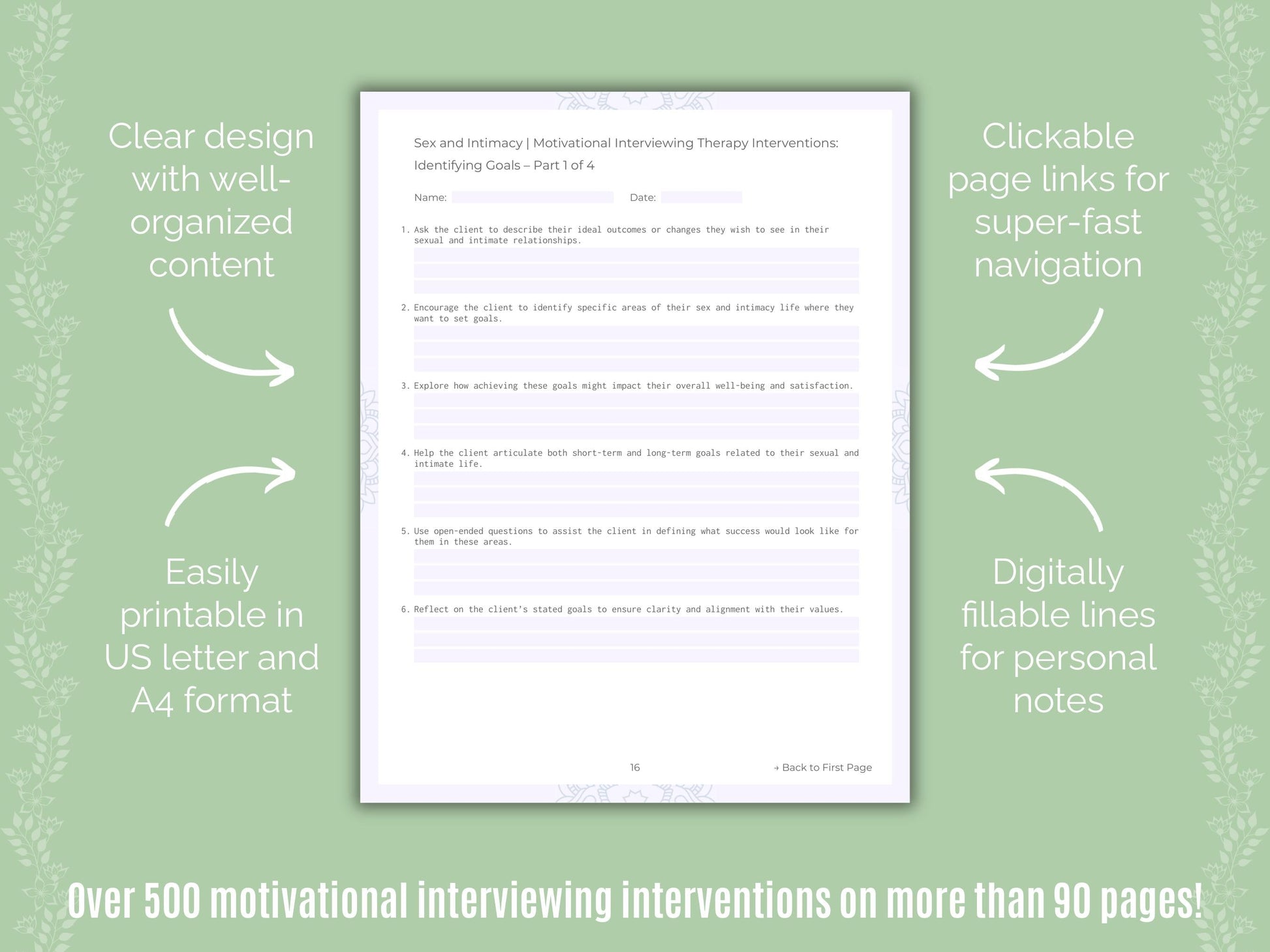 Sex and Intimacy Motivational Interviewing Counseling Templates