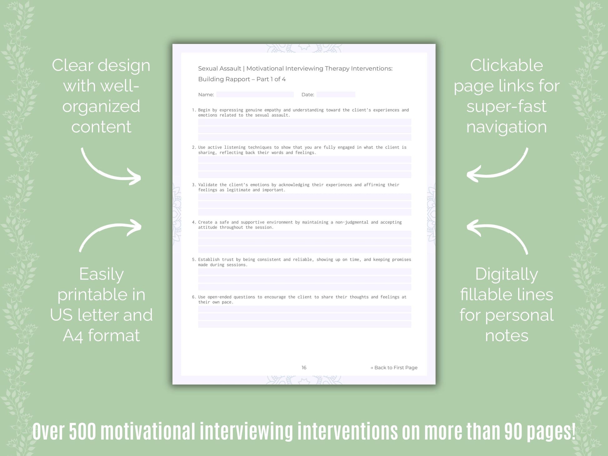 Sexual Assault Motivational Interviewing Counseling Templates