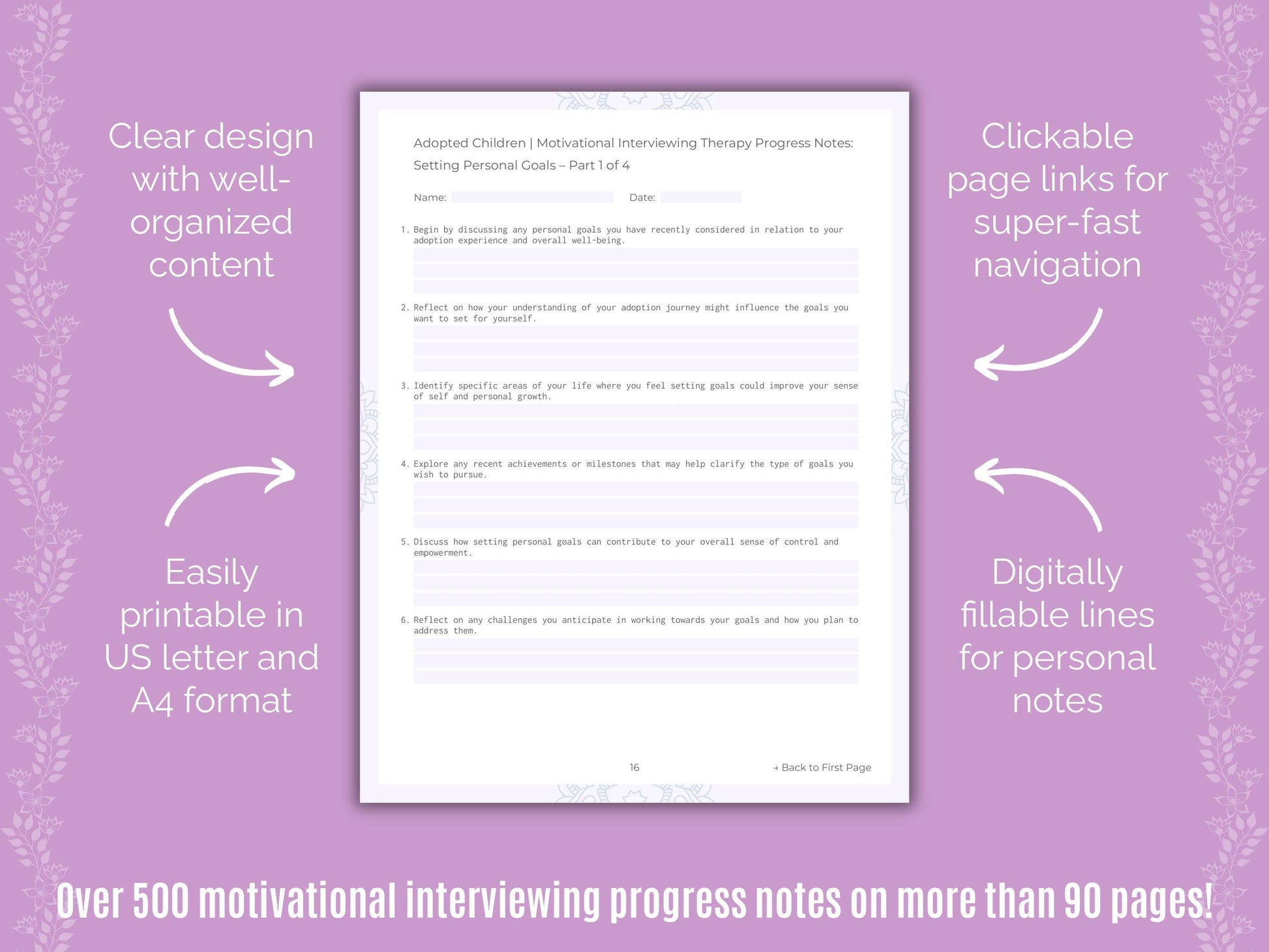 Adopted Children Motivational Interviewing Counseling Templates