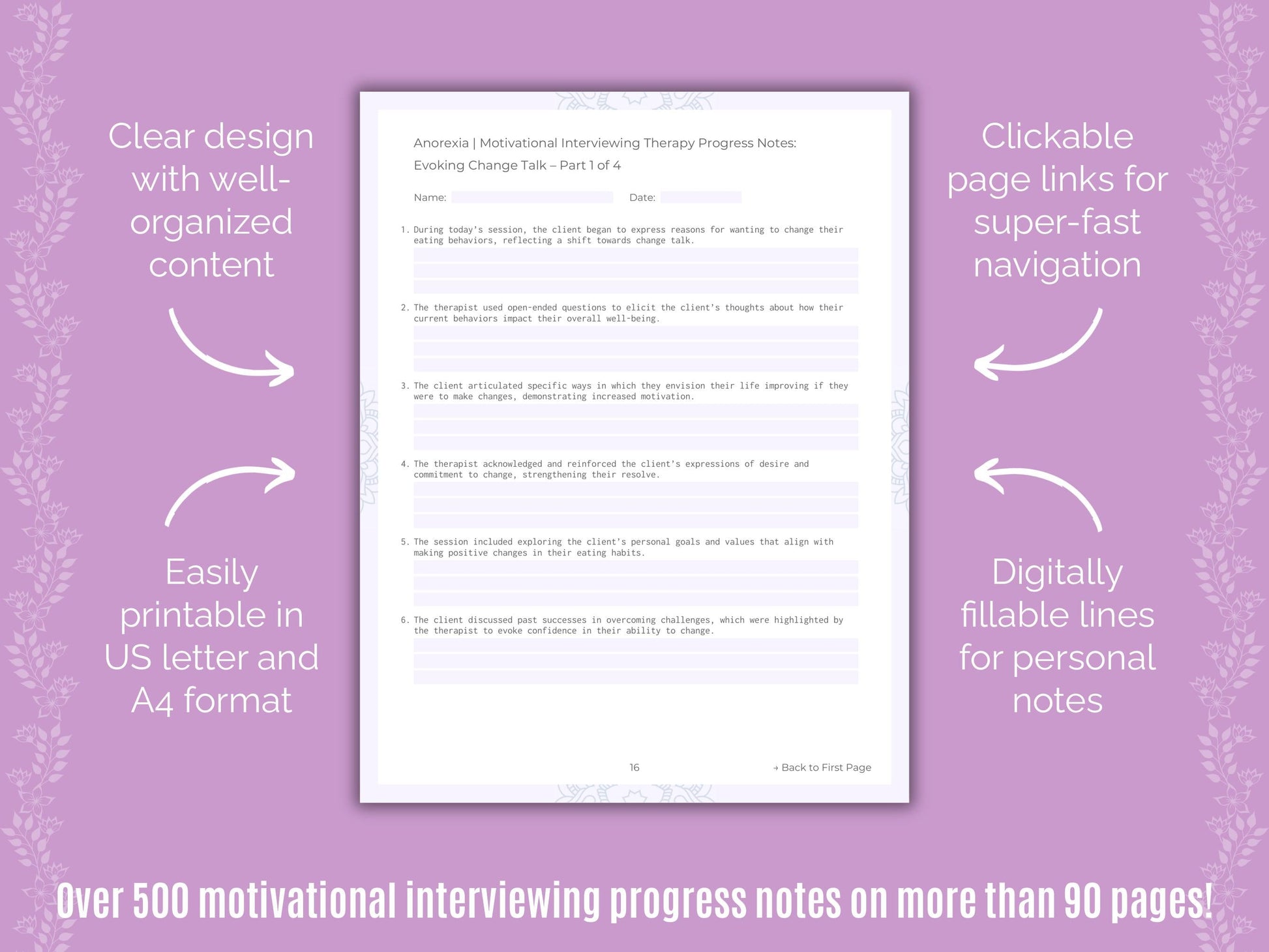 Anorexia Motivational Interviewing Counseling Templates