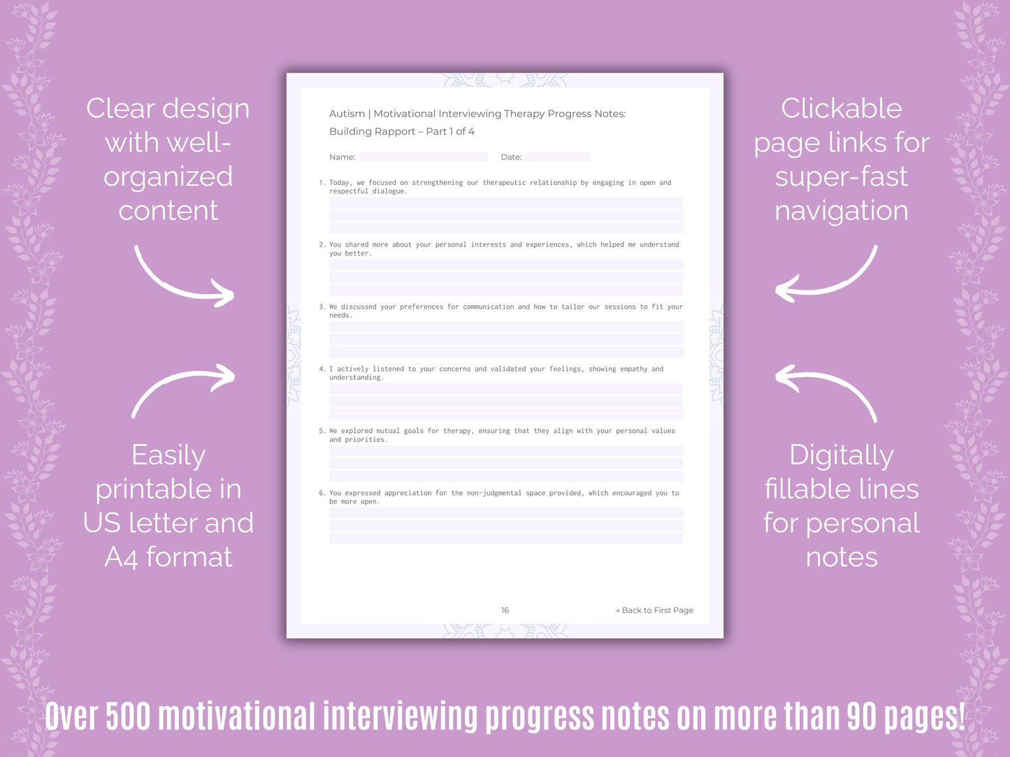 Autism Spectrum Disorder Motivational Interviewing Counseling Templates