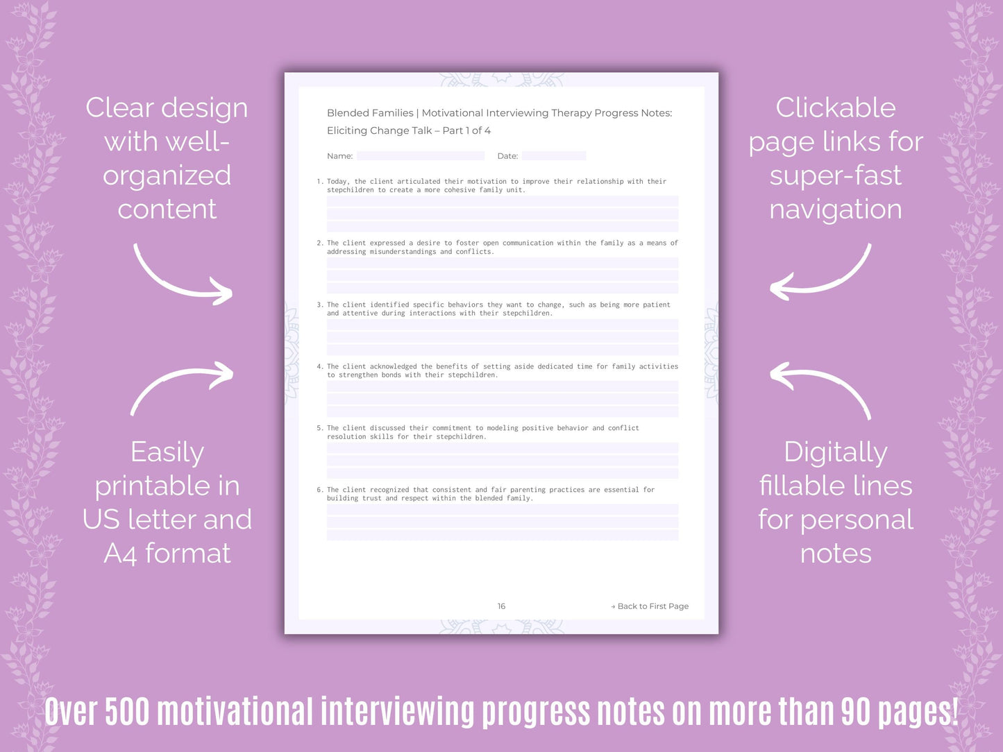 Blended Families Motivational Interviewing Counseling Templates