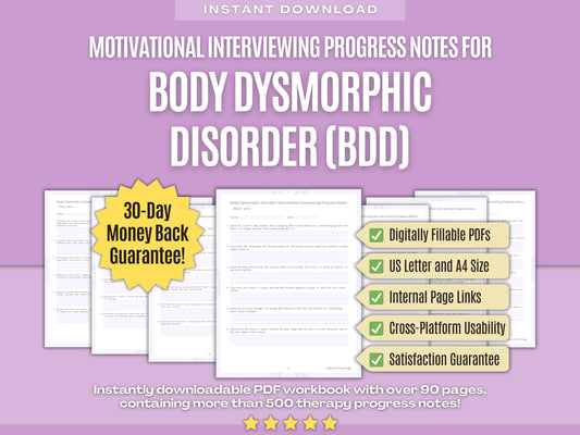 Body Dysmorphic Disorder (BDD) Motivational Interviewing Psychology Workbooks