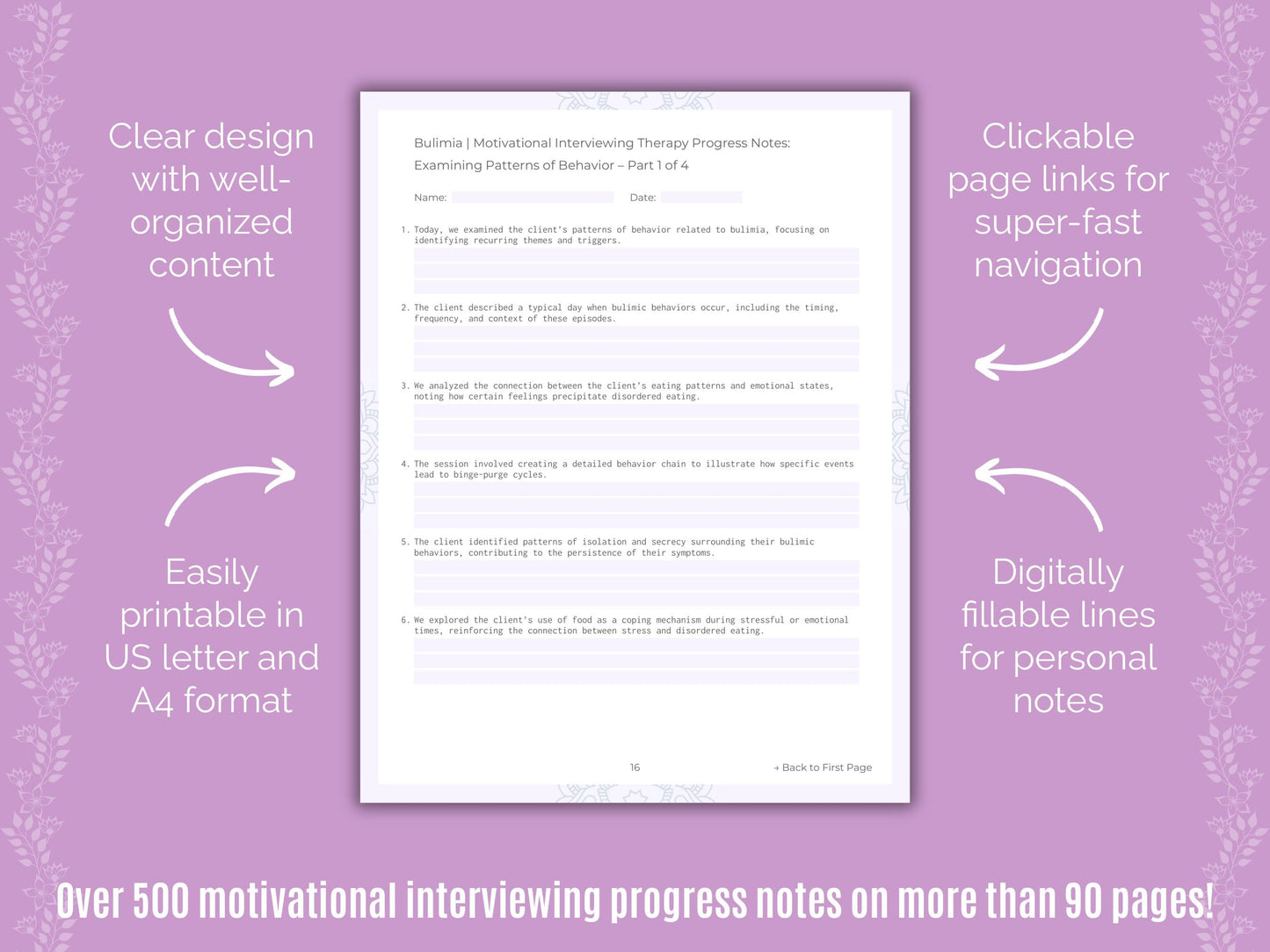 Bulimia Motivational Interviewing Counseling Templates