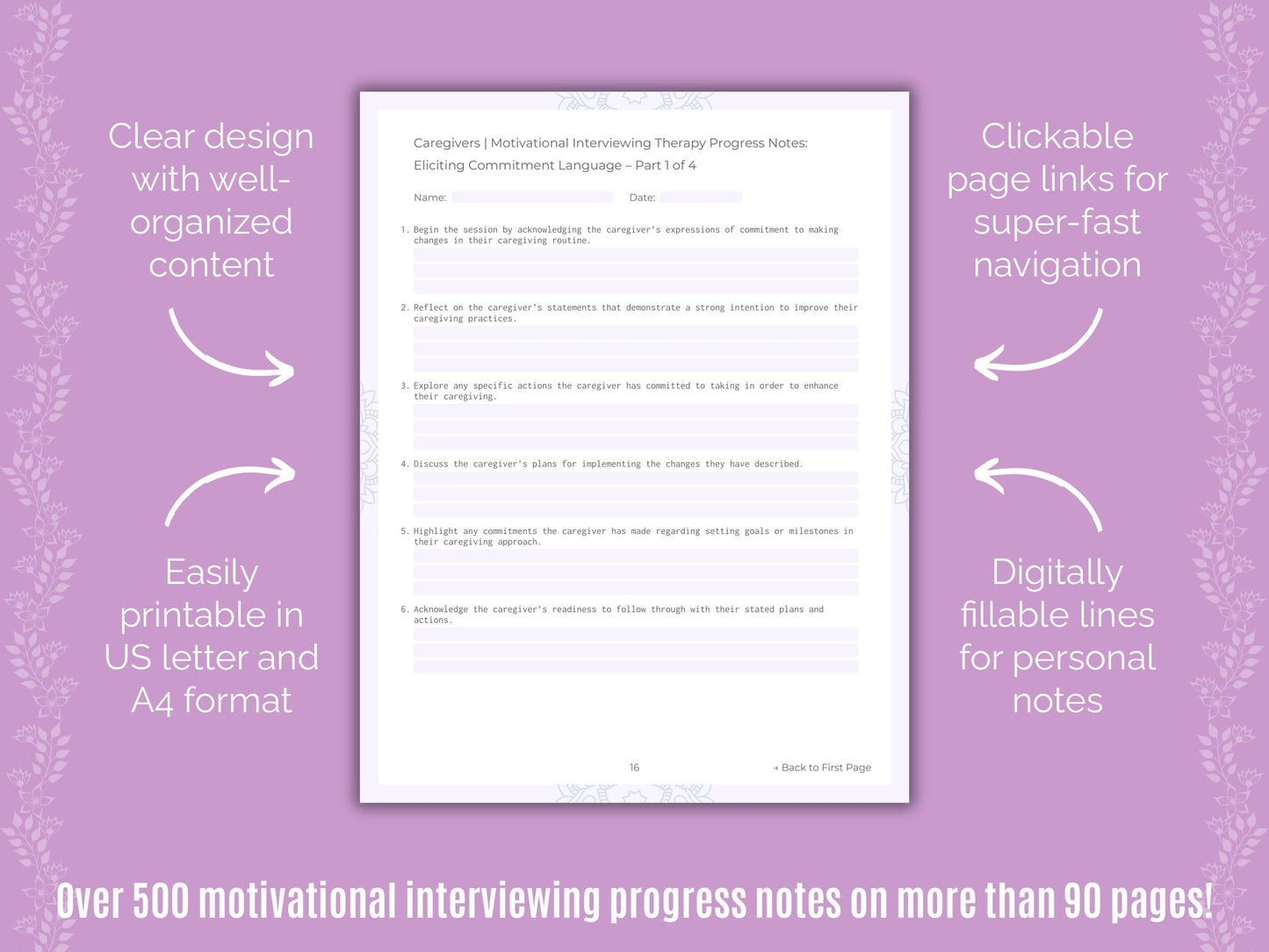 Caregivers Motivational Interviewing Counseling Templates