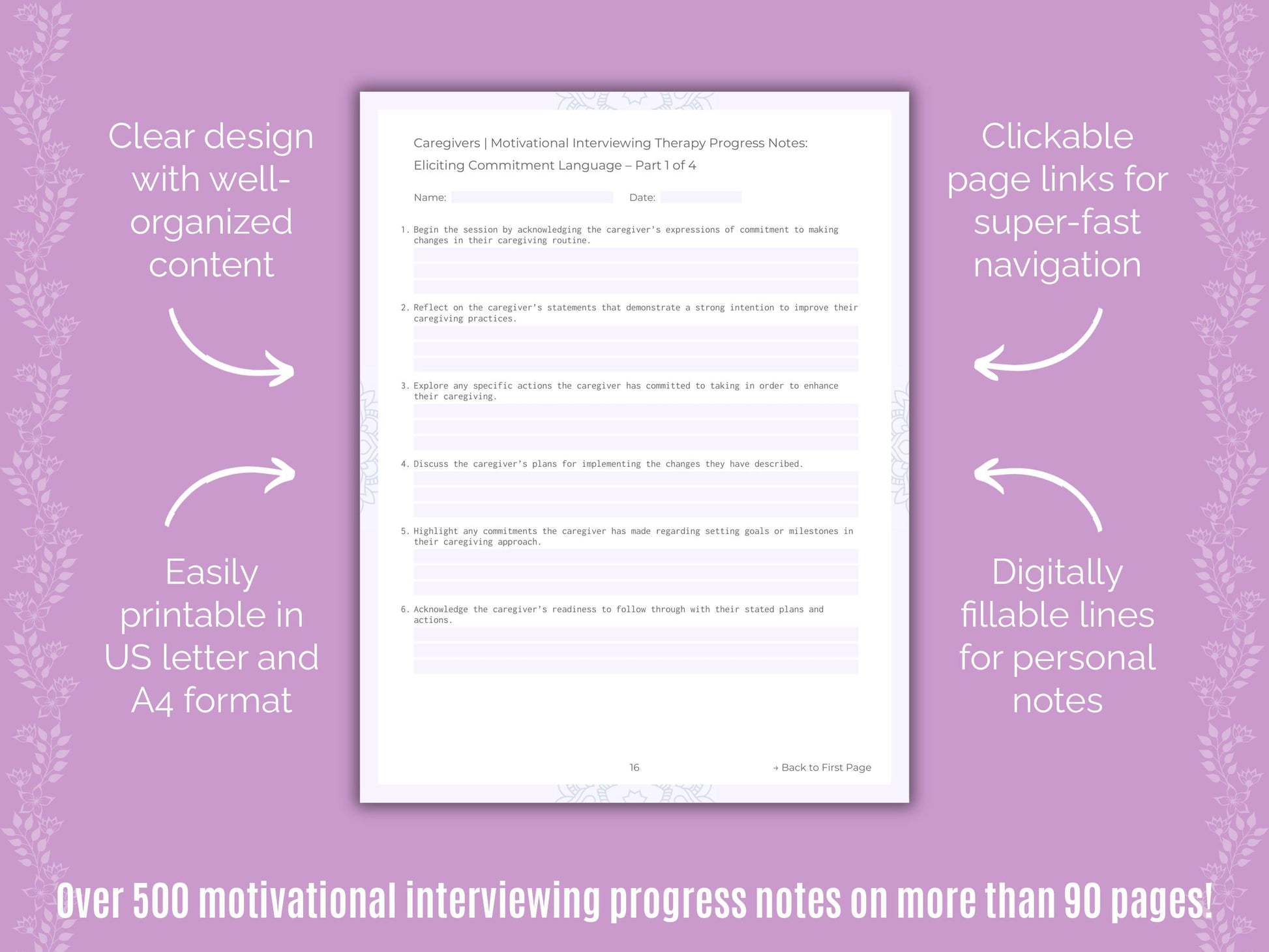 Caregivers Motivational Interviewing Counseling Templates