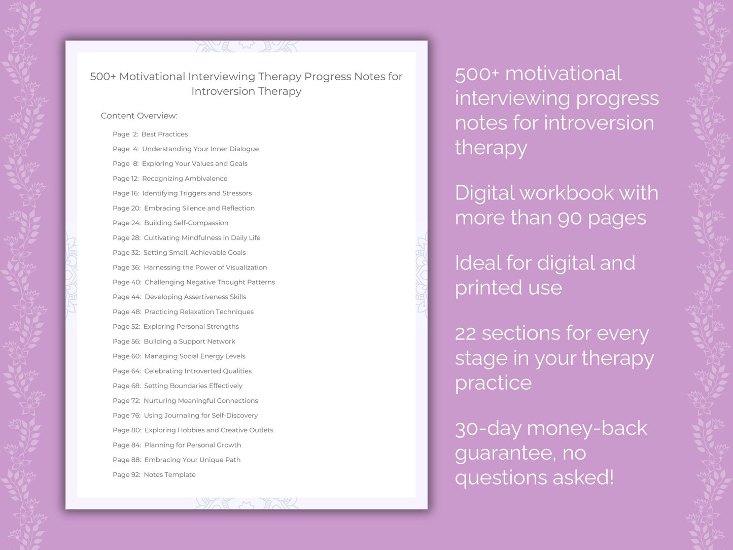 Introversion Motivational Interviewing Therapist Worksheets