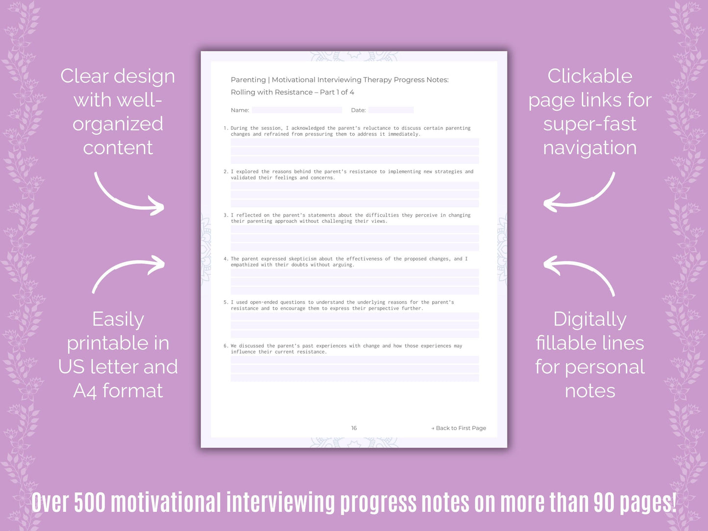 Parenting Motivational Interviewing Counseling Templates
