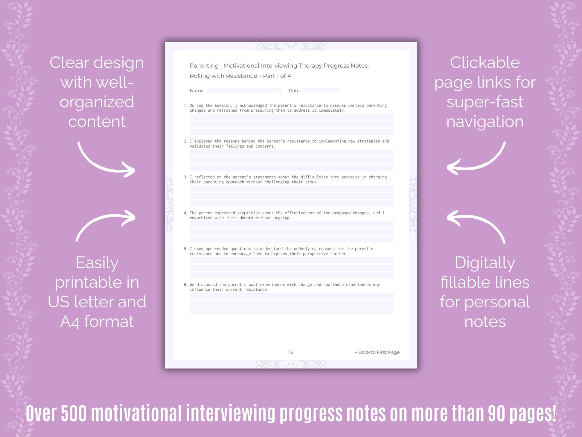 Parenting Motivational Interviewing Counseling Templates