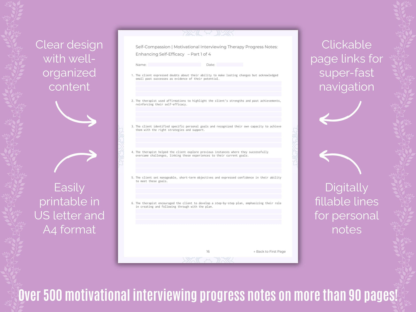 Self-Compassion Motivational Interviewing Counseling Templates