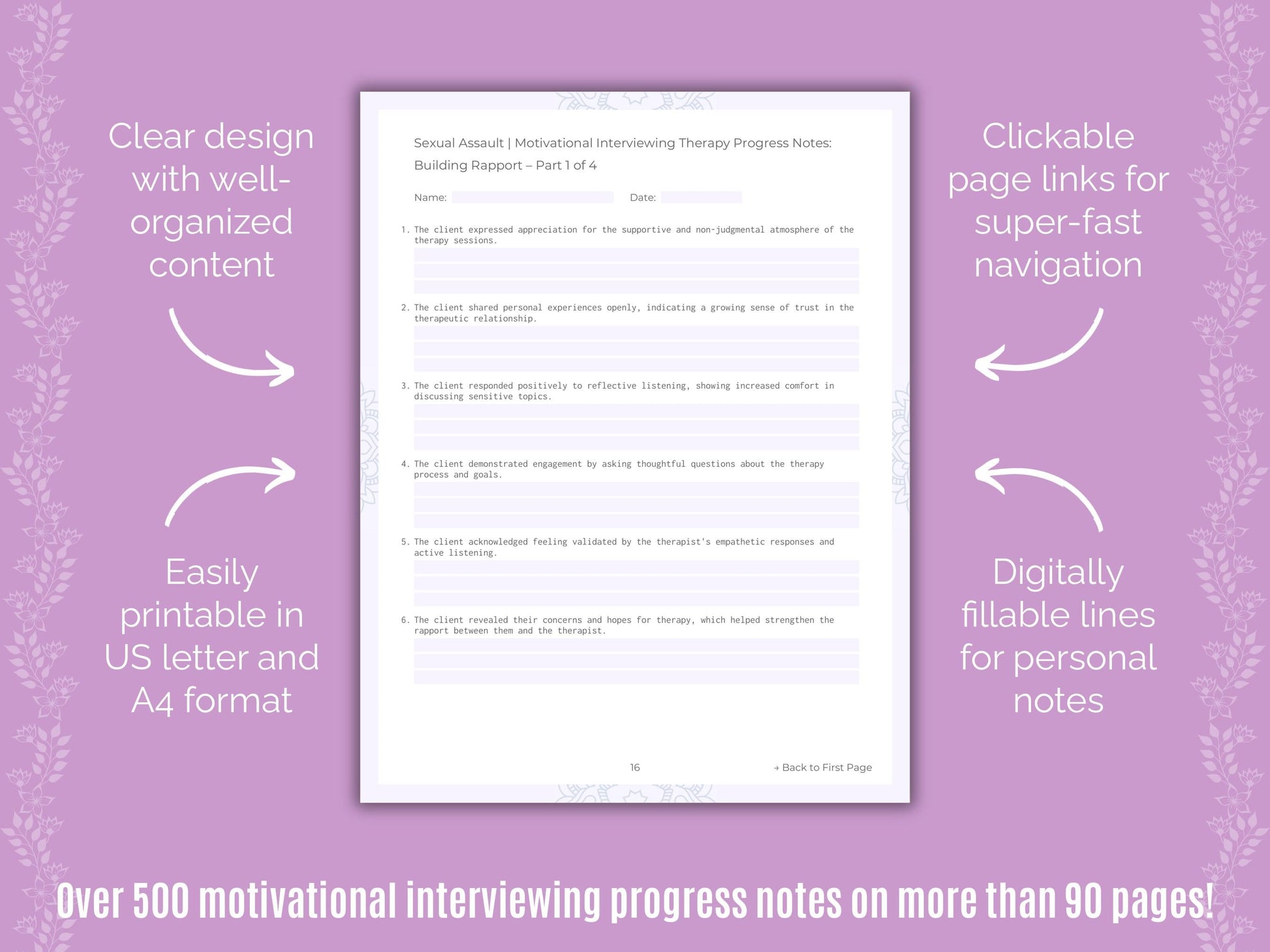 Sexual Assault Motivational Interviewing Counseling Templates