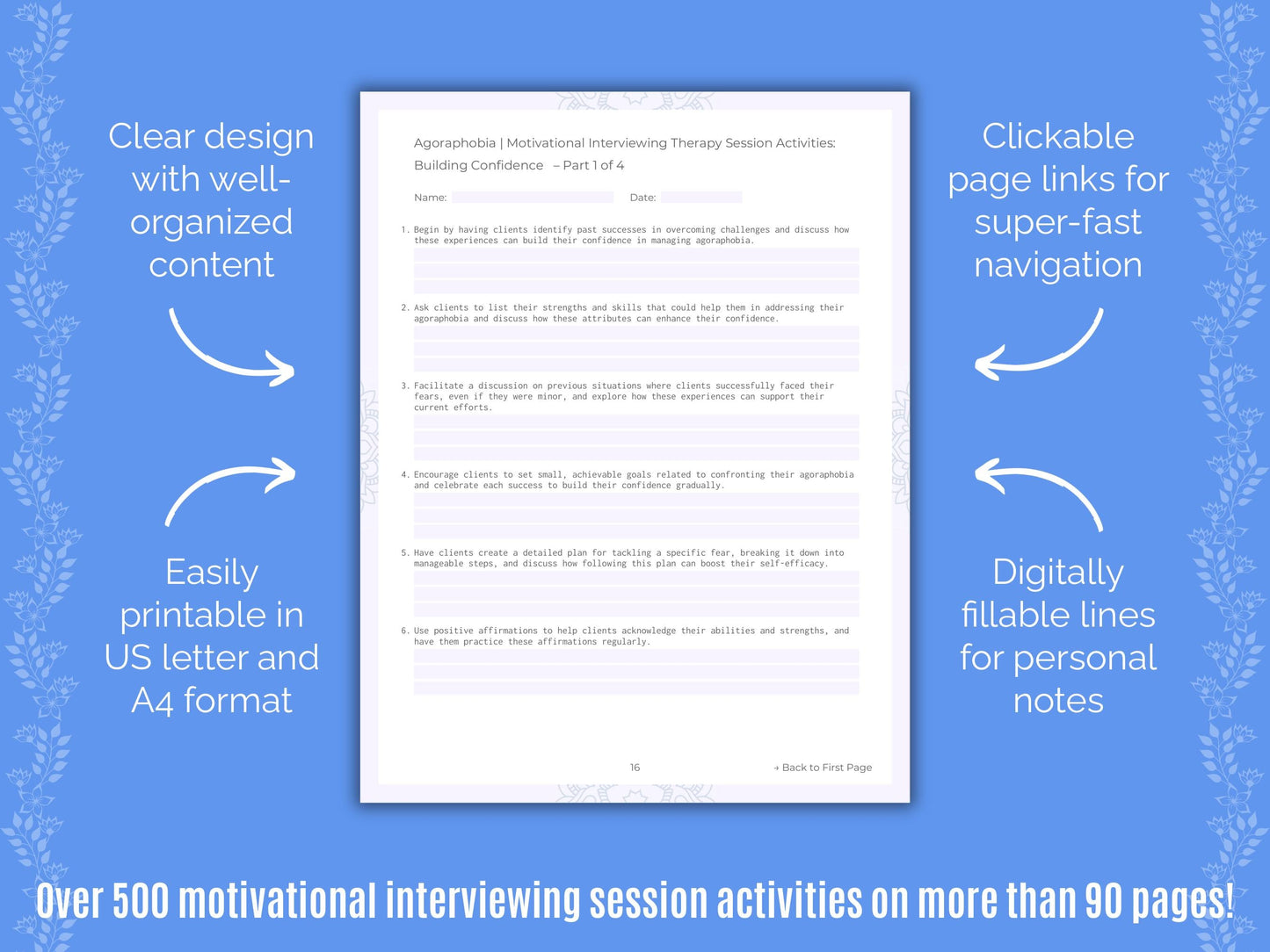 Agoraphobia Motivational Interviewing Counseling Templates