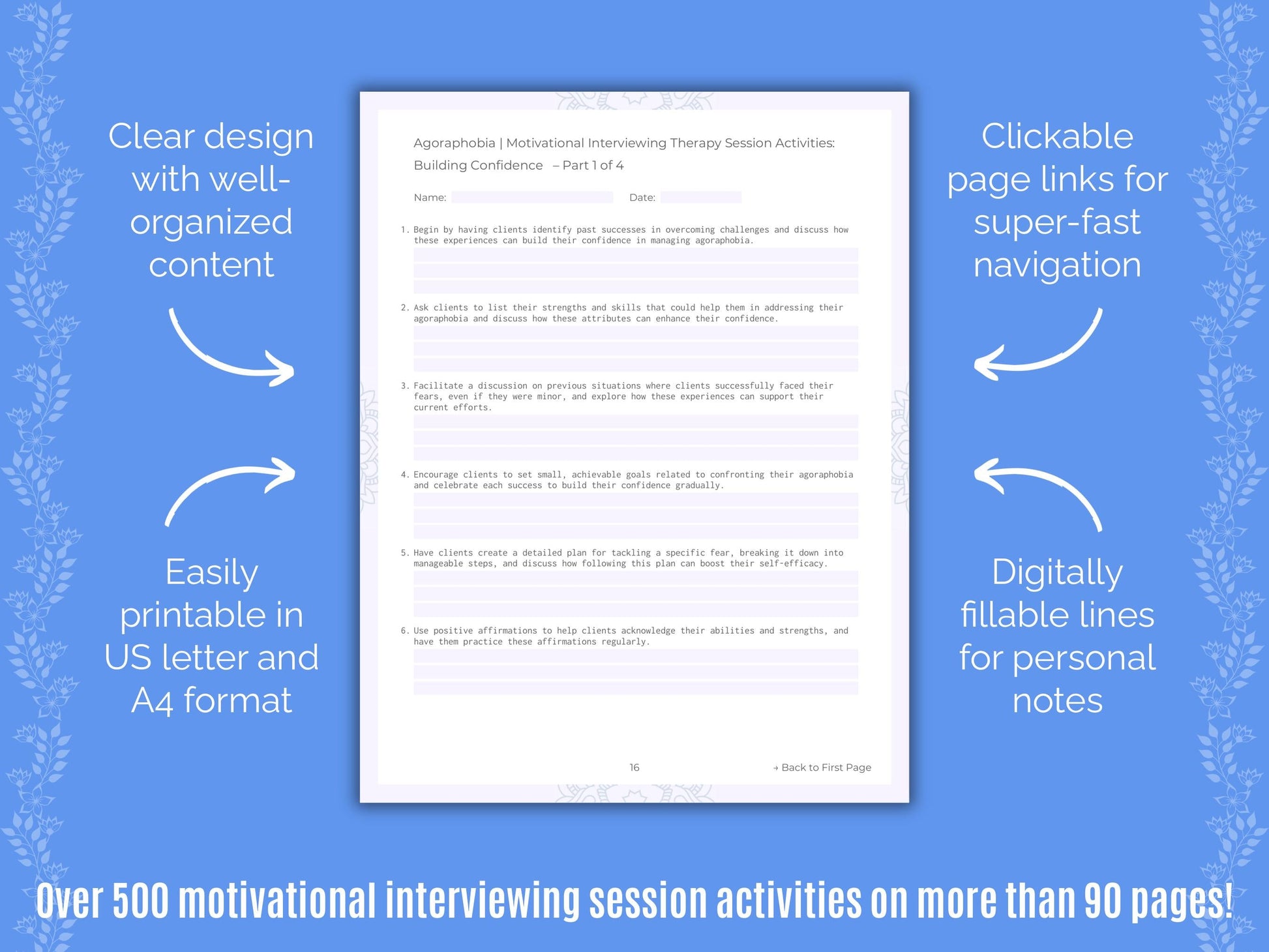 Agoraphobia Motivational Interviewing Counseling Templates