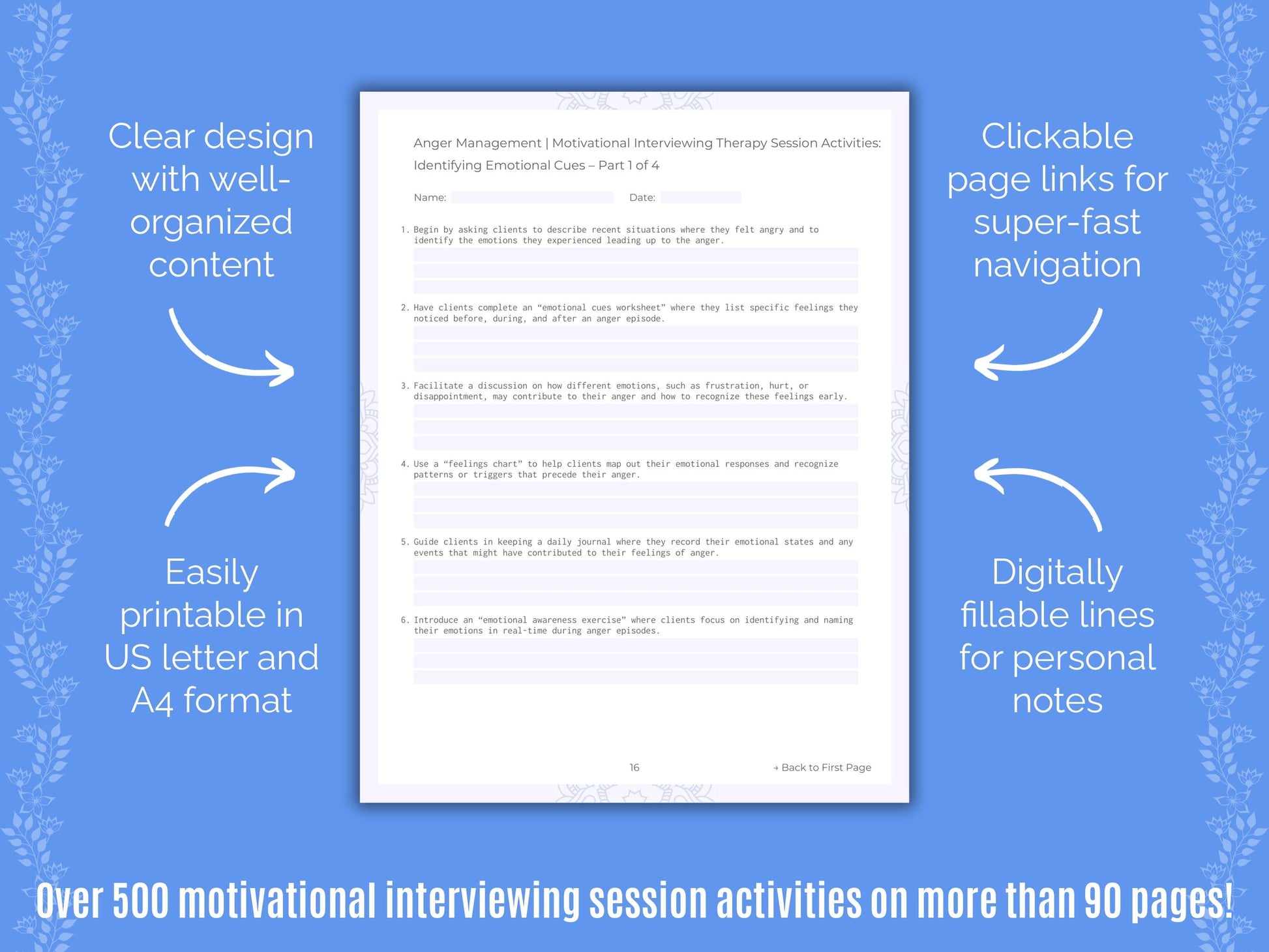 Anger Management Motivational Interviewing Counseling Templates