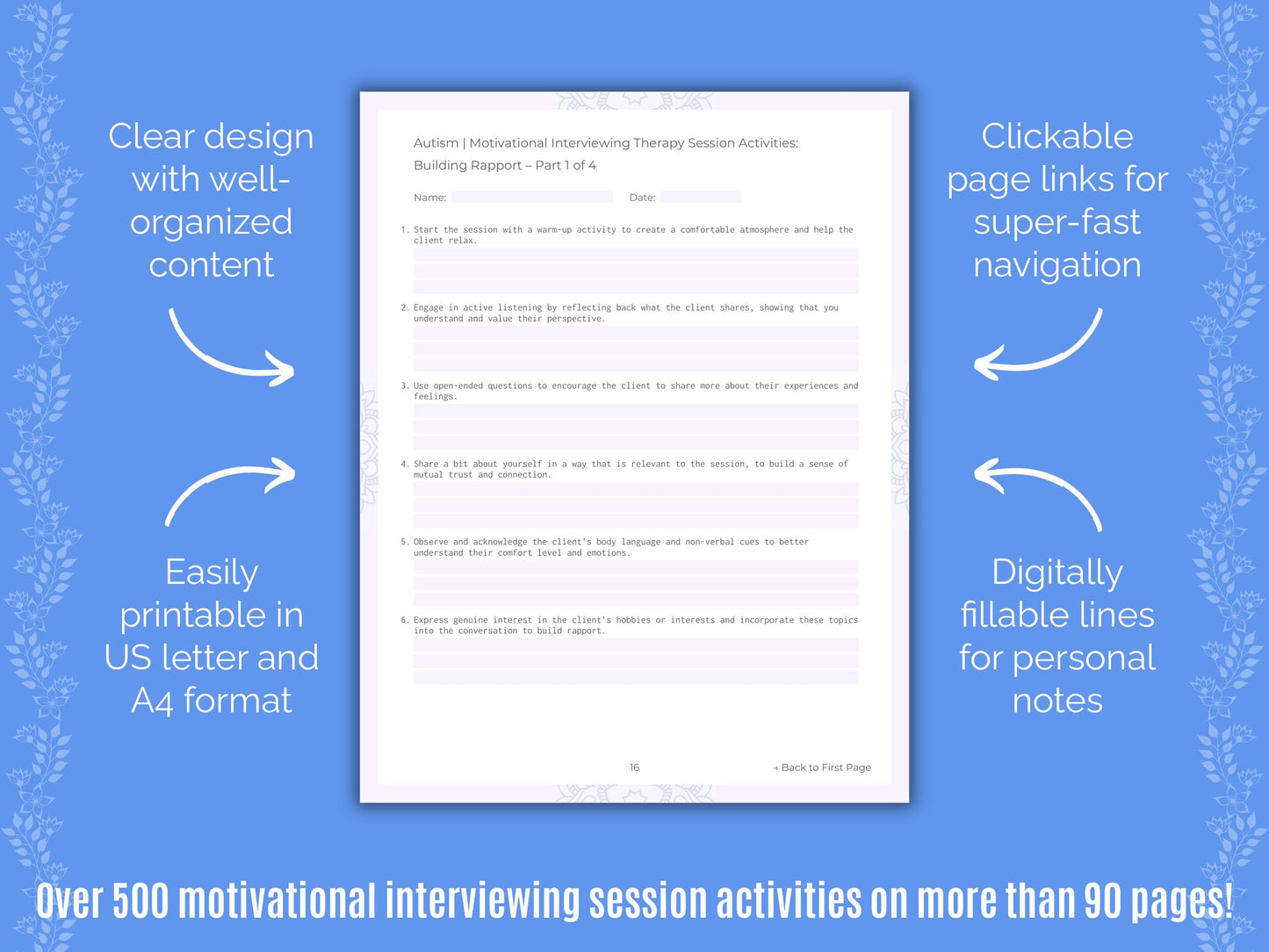 Autism Spectrum Disorder Motivational Interviewing Counseling Templates