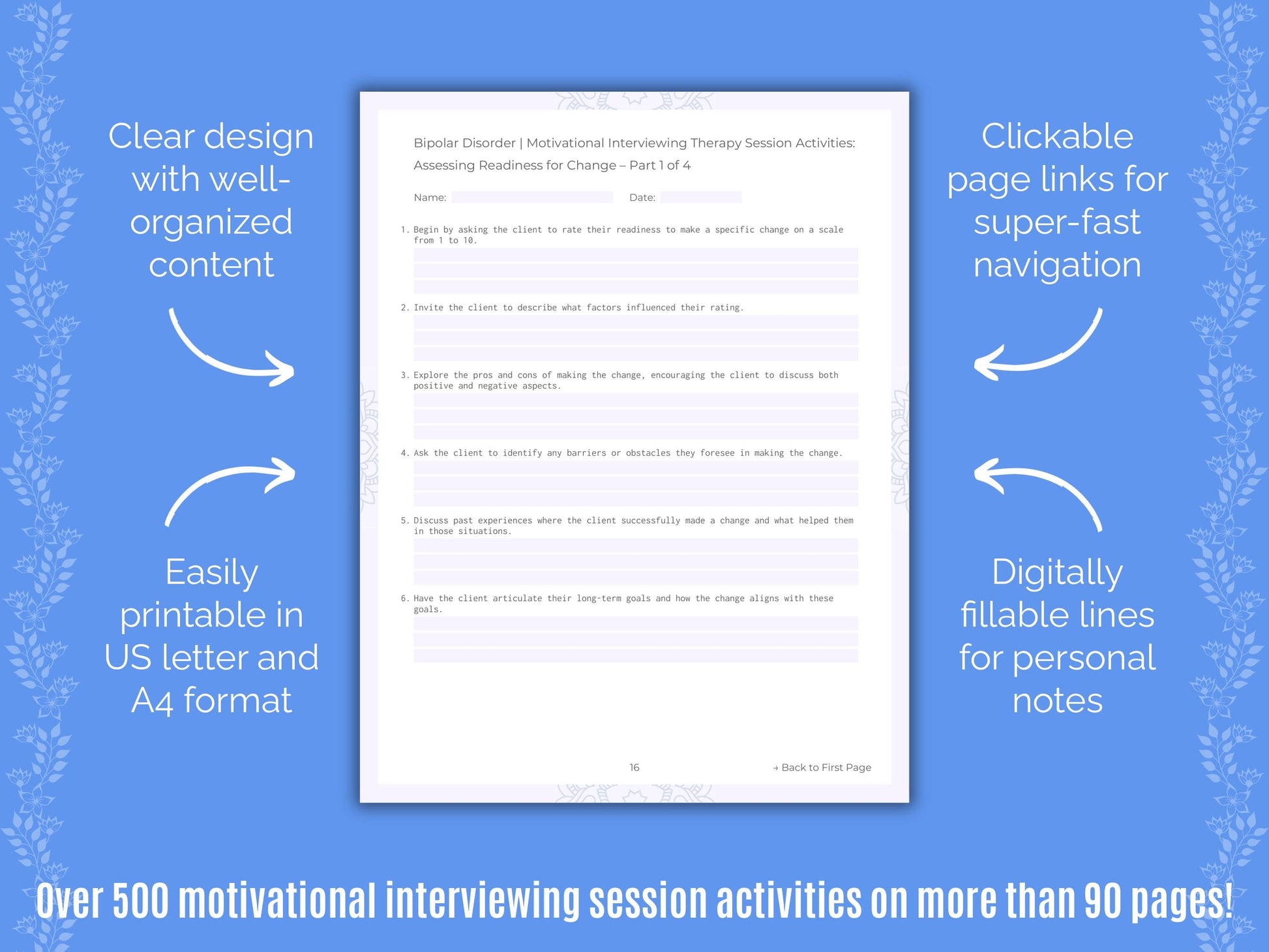 Bipolar Disorder Motivational Interviewing Counseling Templates