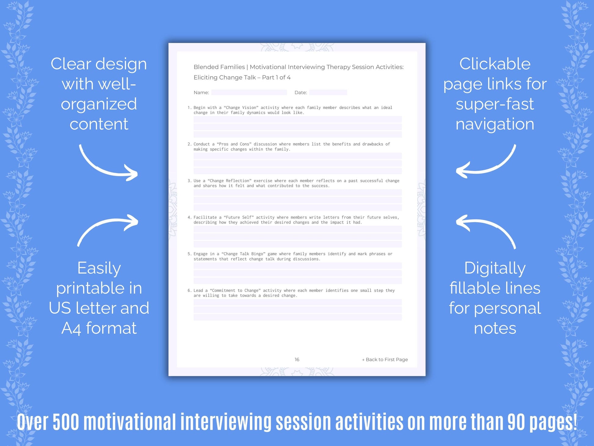 Blended Families Motivational Interviewing Counseling Templates