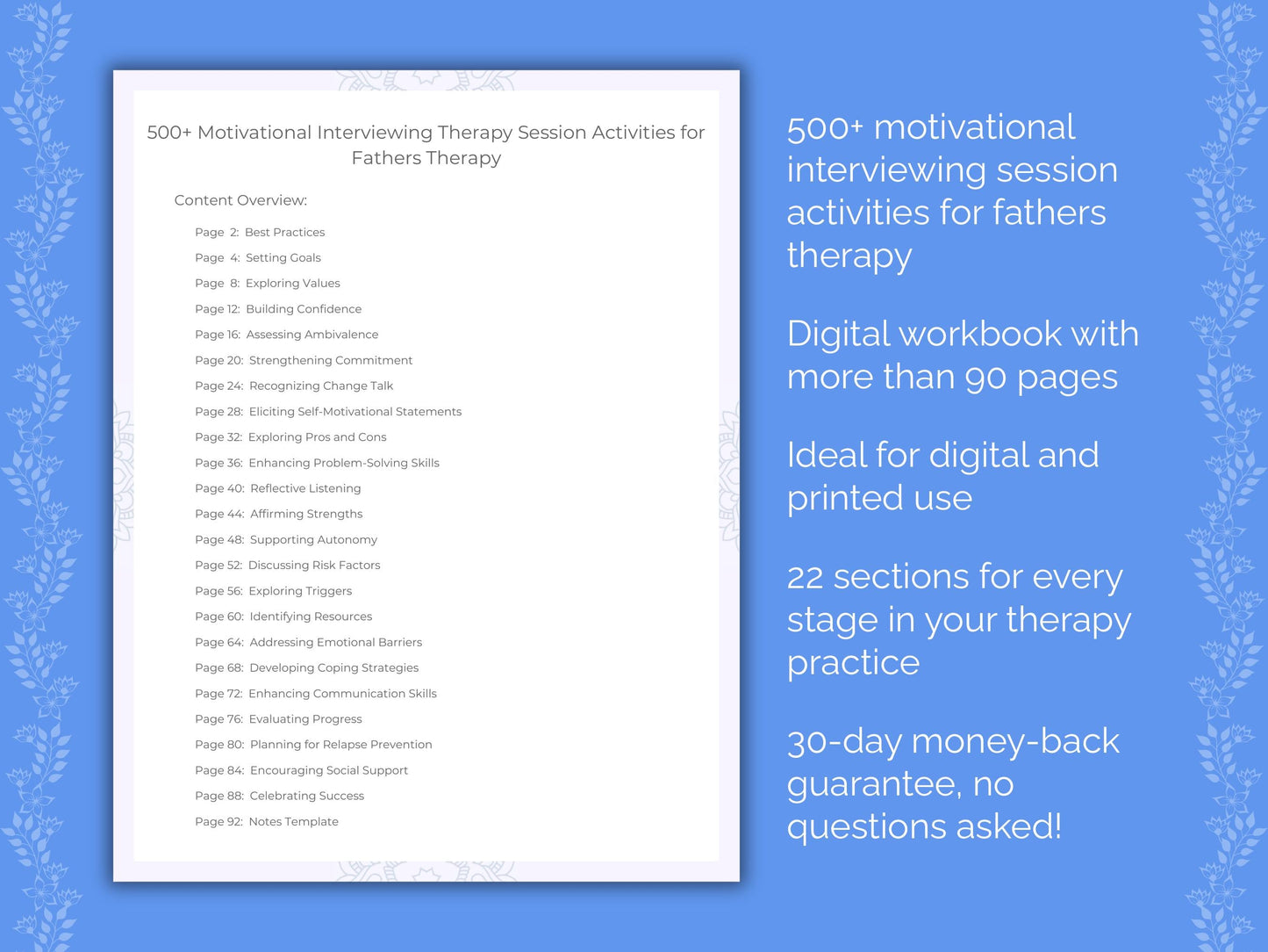 Fathers Motivational Interviewing Therapist Worksheets