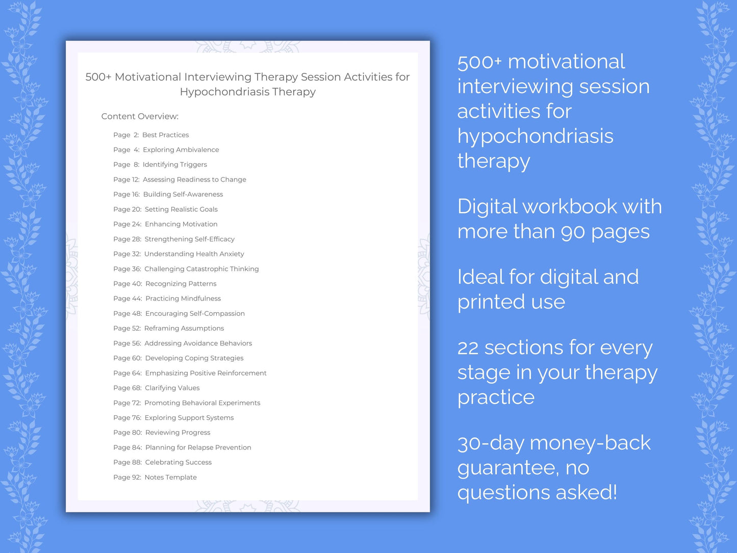 Hypochondriasis Motivational Interviewing Therapist Worksheets