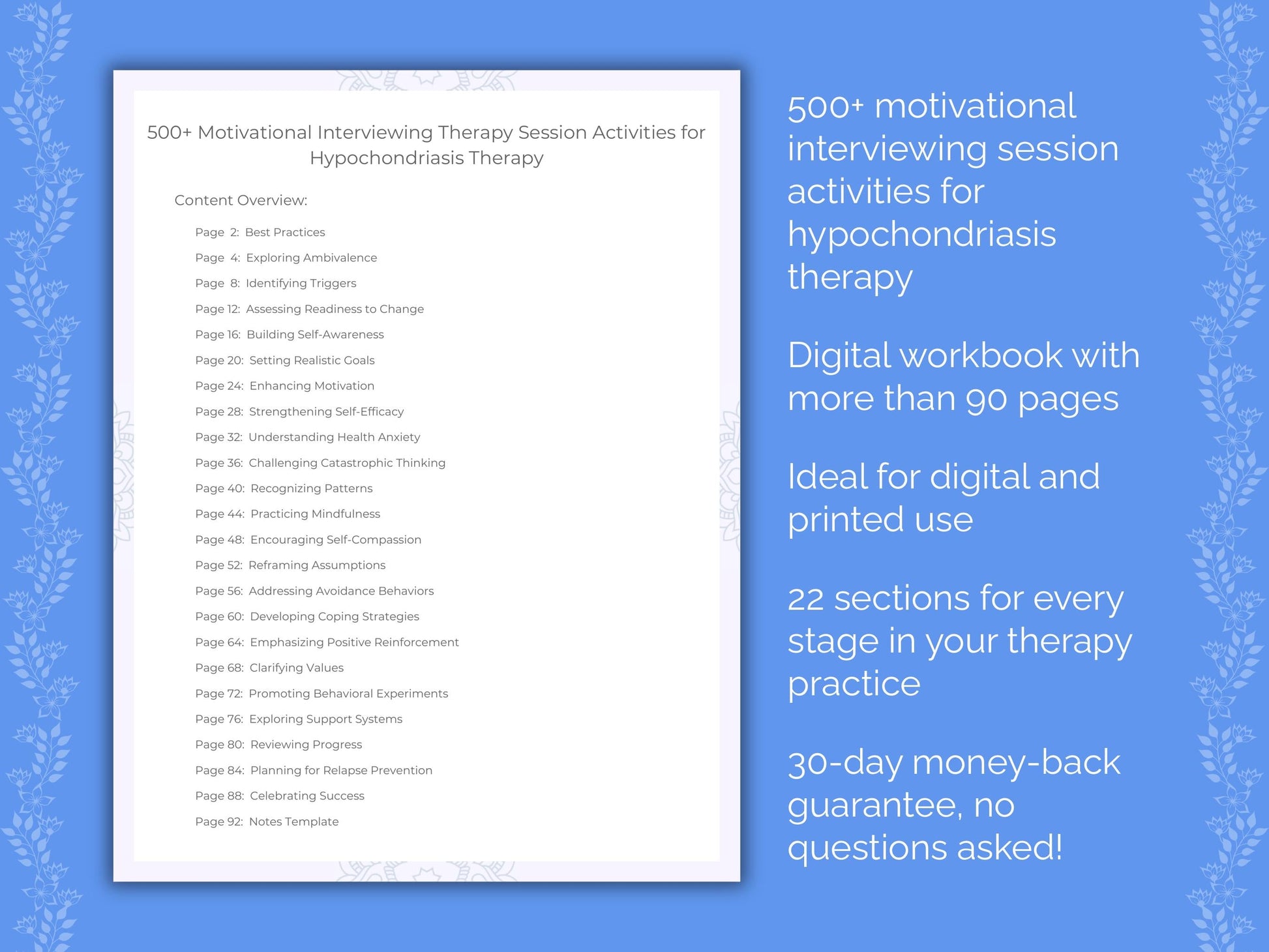 Hypochondriasis Motivational Interviewing Therapist Worksheets