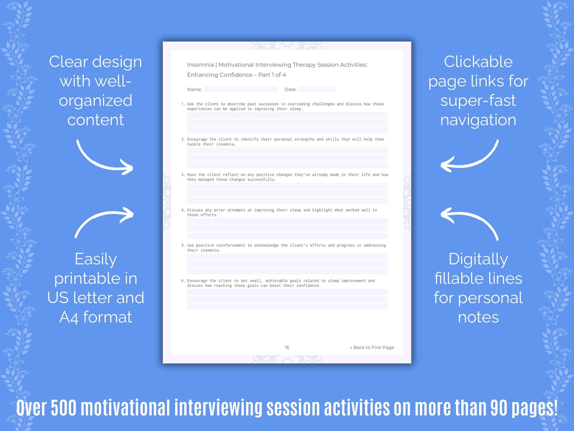 Insomnia Motivational Interviewing Counseling Templates