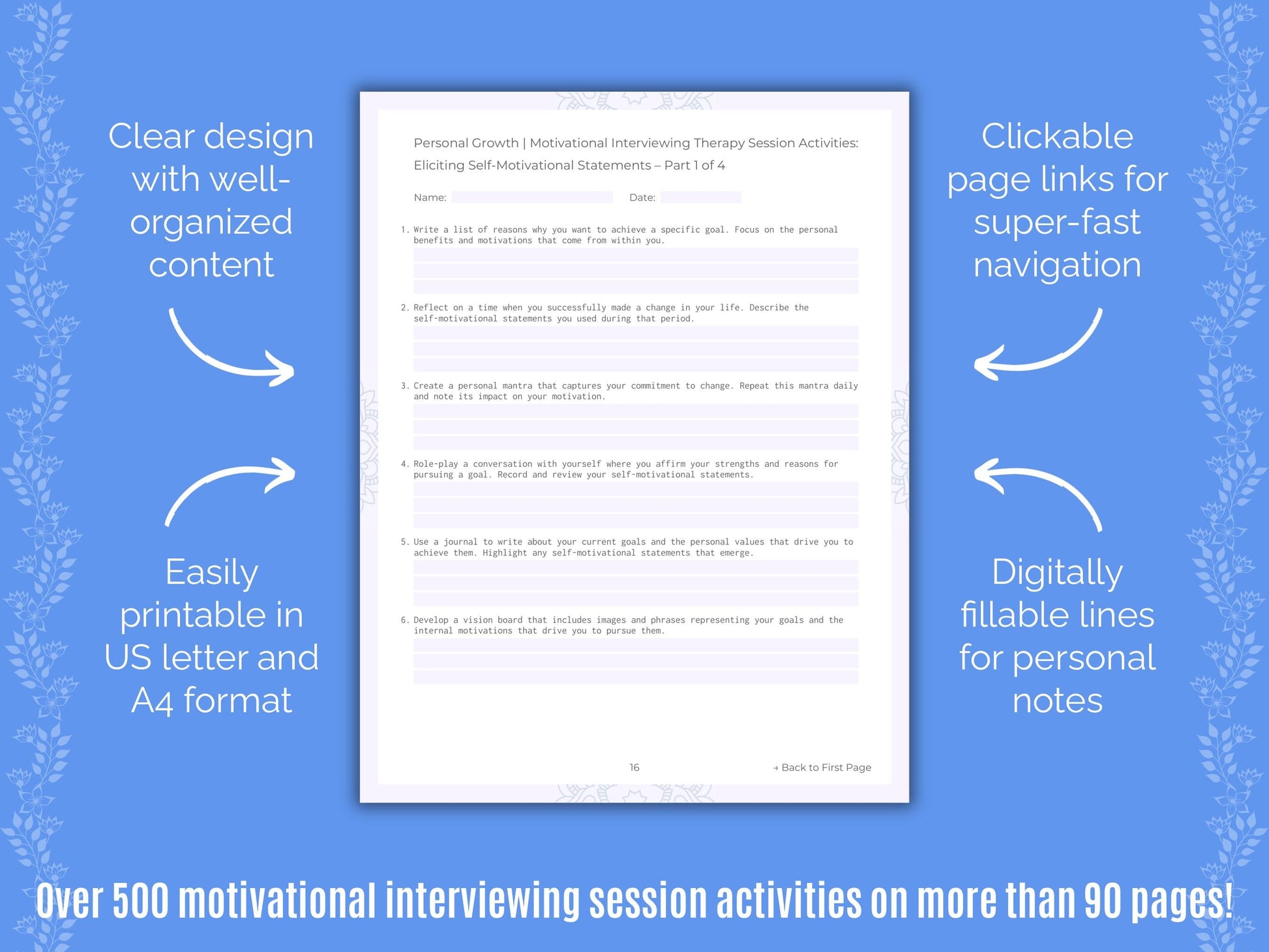 Personal Growth Motivational Interviewing Counseling Templates