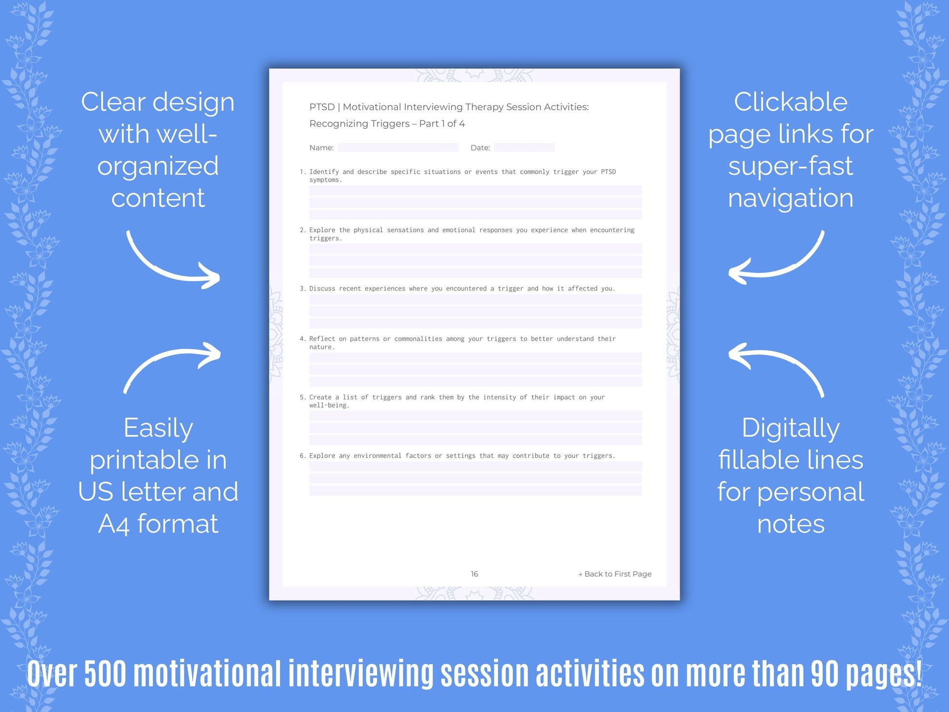 Post-Traumatic Stress Disorder (PTSD) Motivational Interviewing Counseling Templates