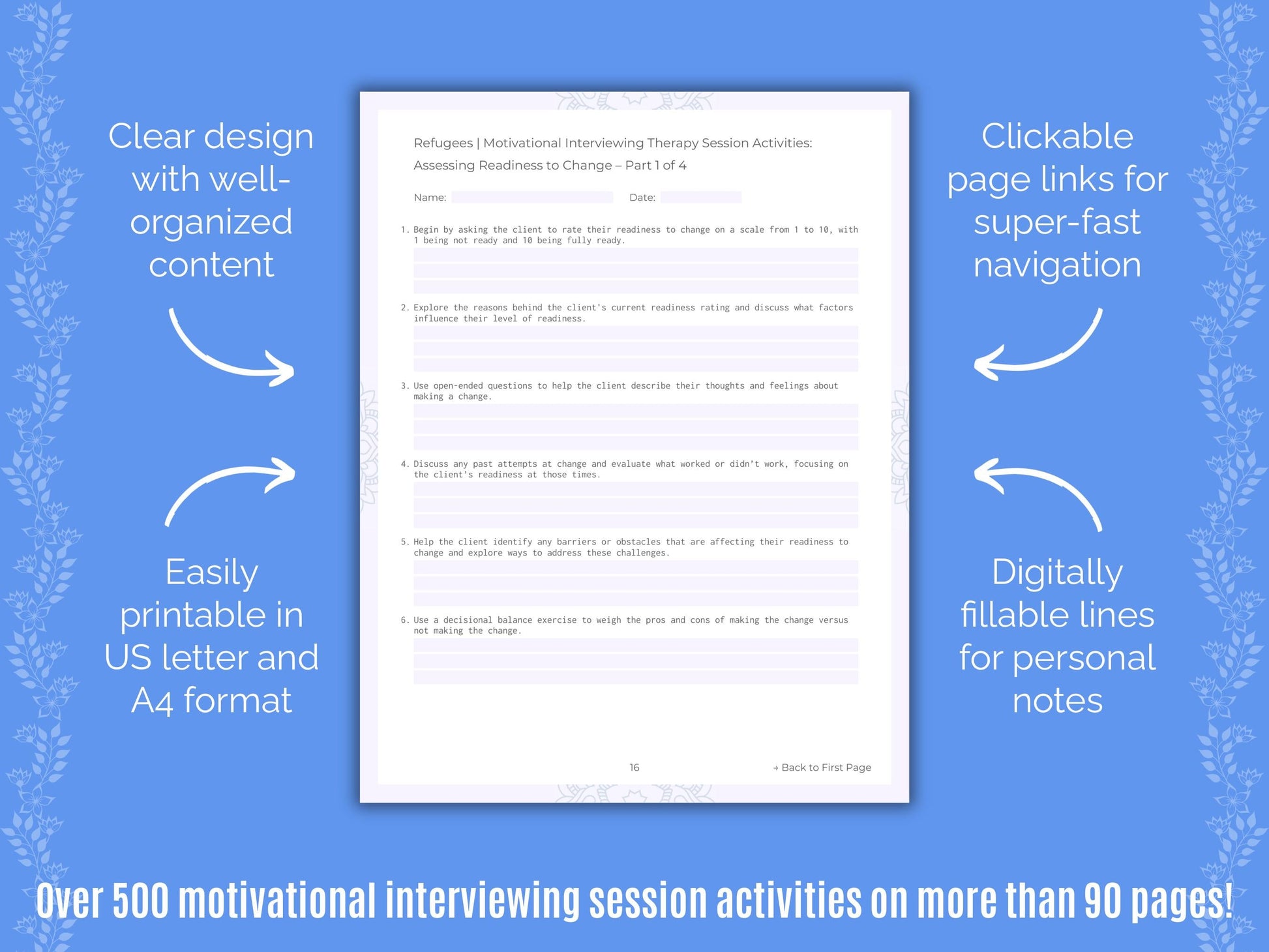 Refugees Motivational Interviewing Counseling Templates