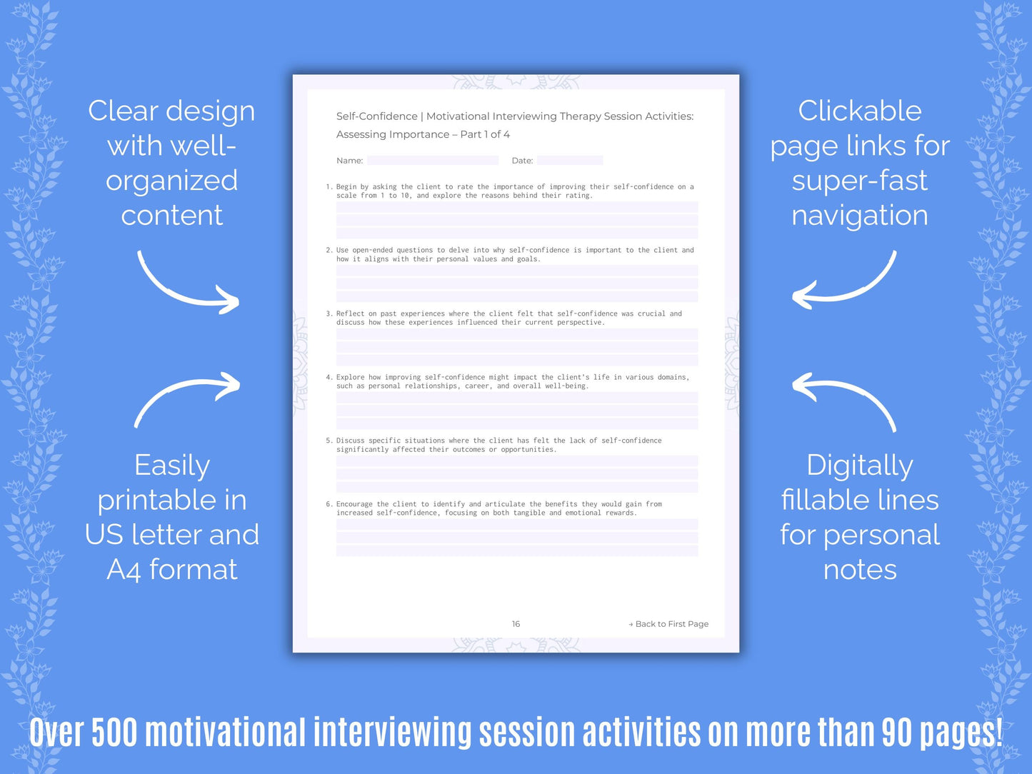 Self-Confidence Motivational Interviewing Counseling Templates