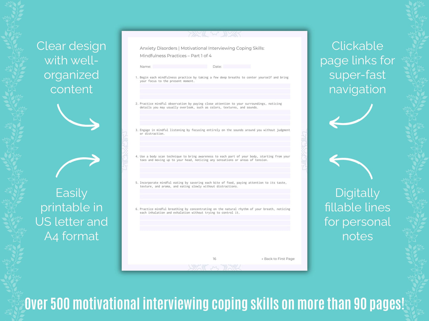 Anxiety Disorders Motivational Interviewing Counseling Templates