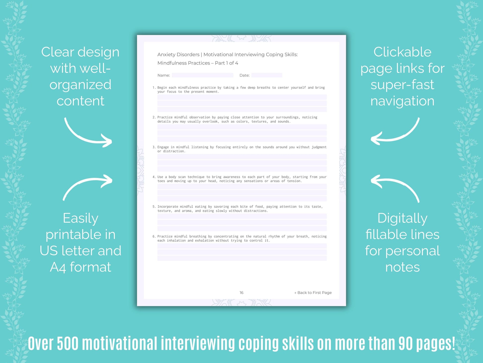 Anxiety Disorders Motivational Interviewing Counseling Templates