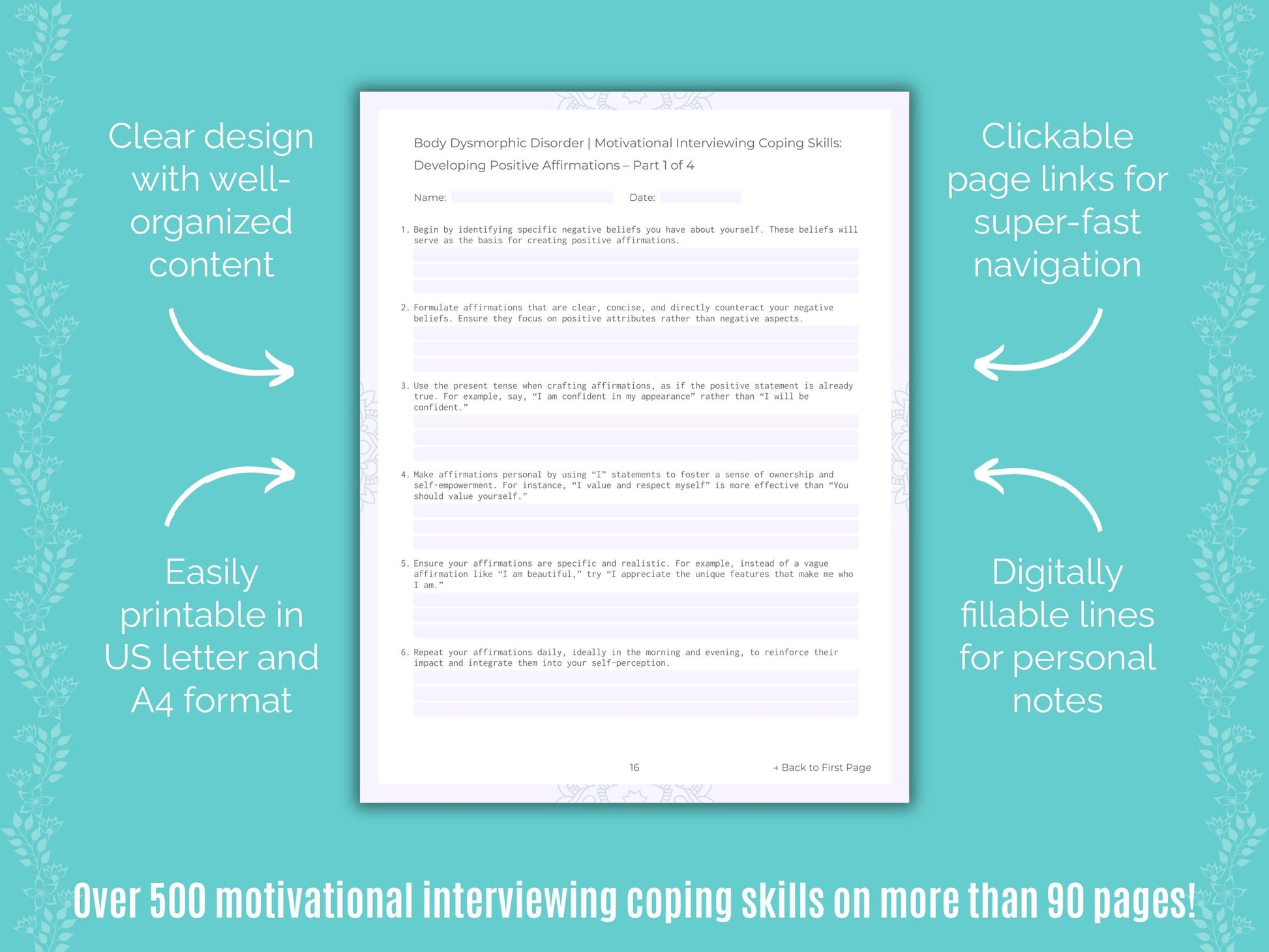 Body Dysmorphic Disorder (BDD) Motivational Interviewing Counseling Templates