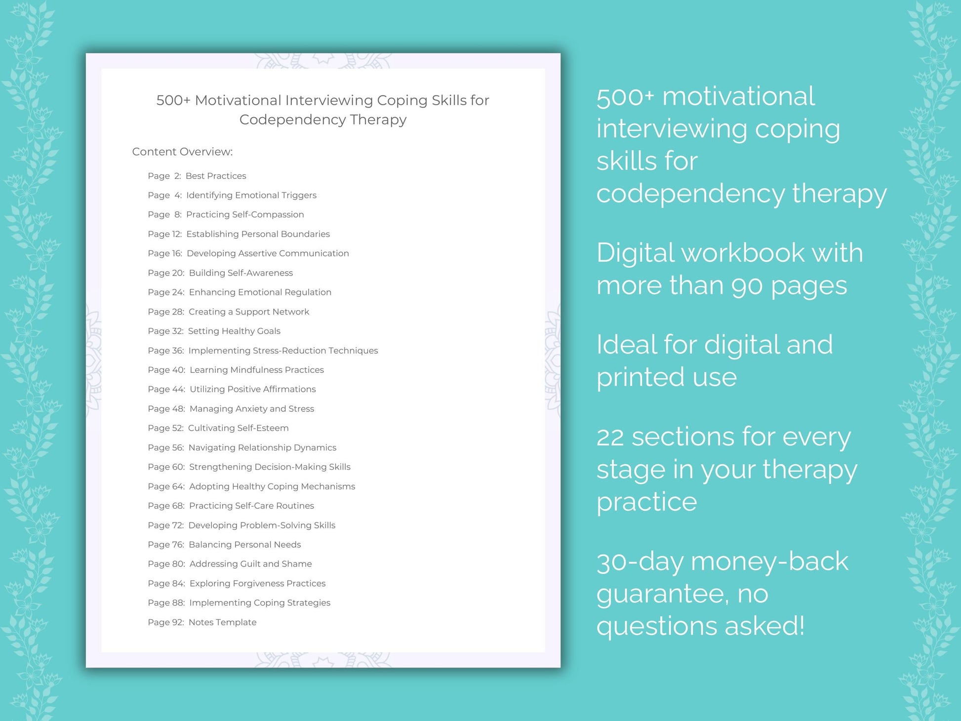 Codependency Motivational Interviewing Therapist Worksheets