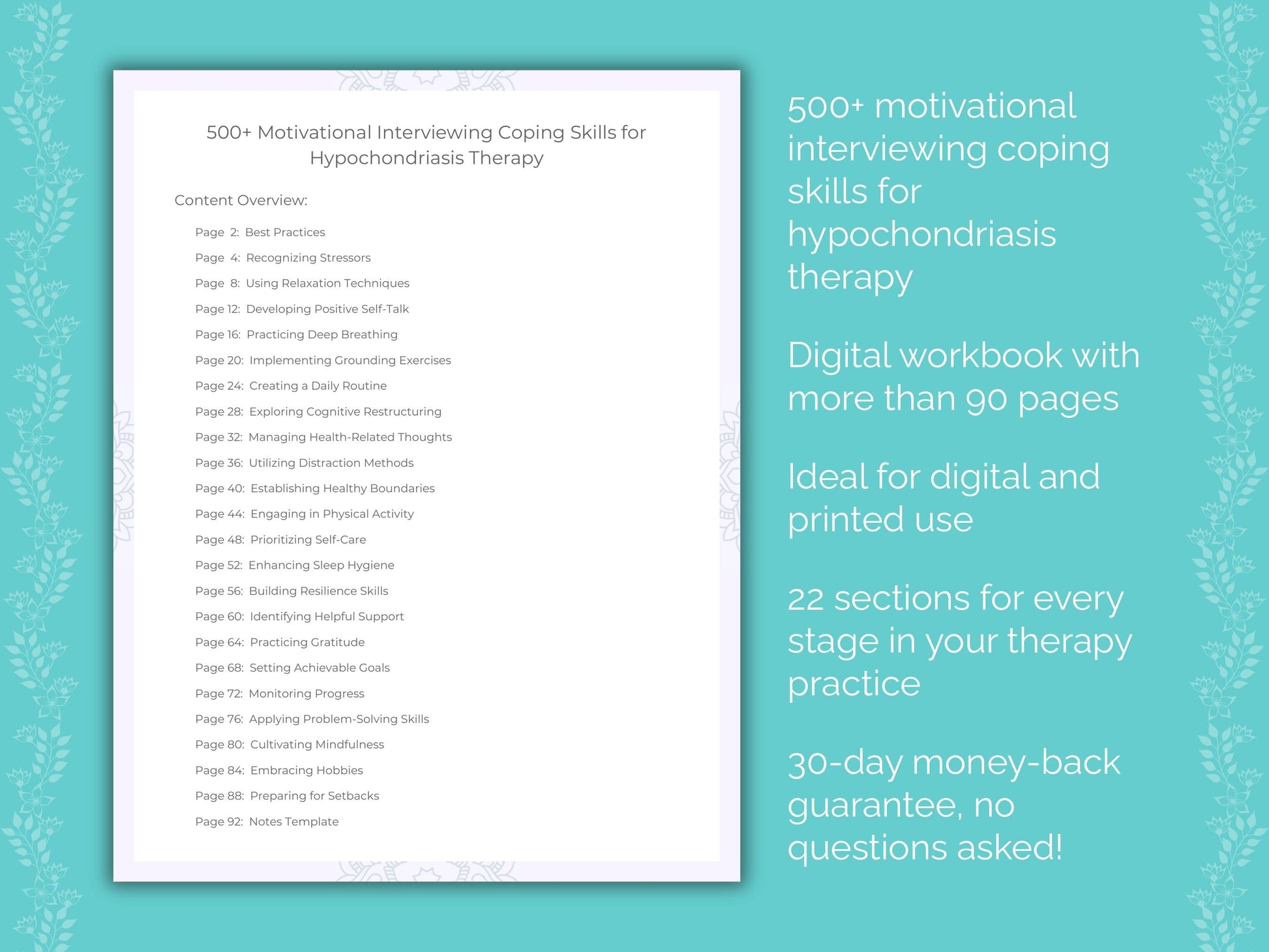 Hypochondriasis Motivational Interviewing Therapist Worksheets