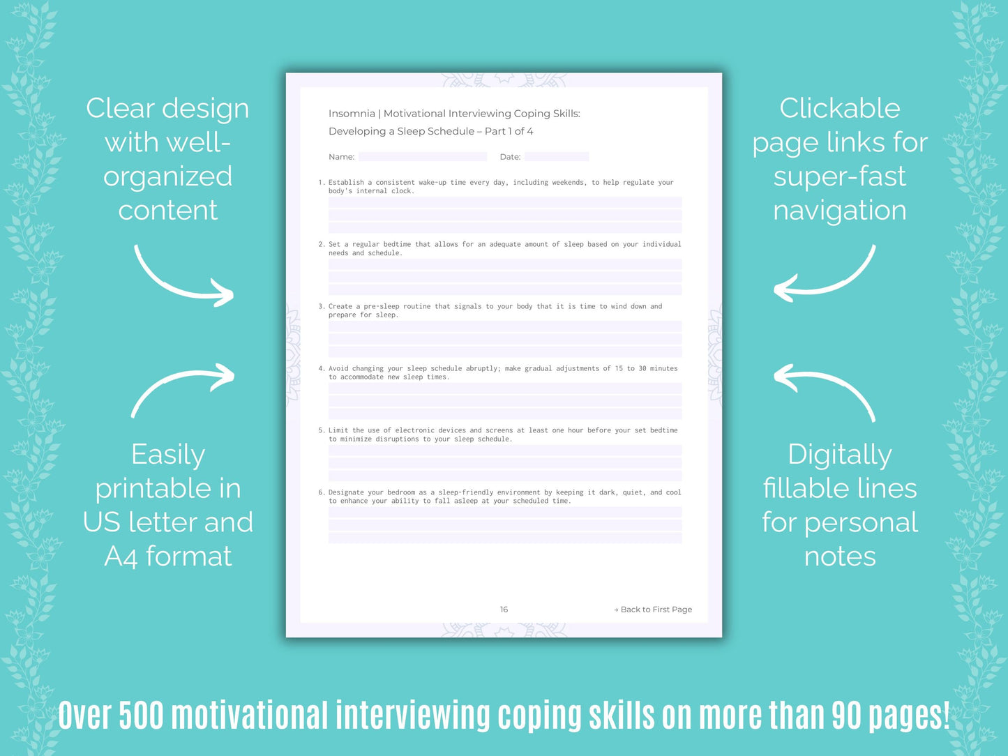 Insomnia Motivational Interviewing Counseling Templates