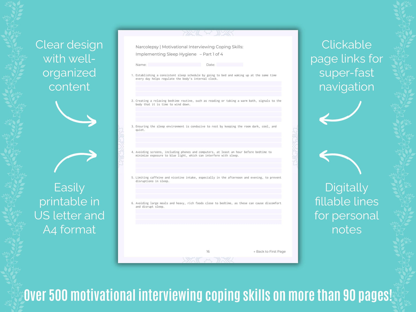 Narcolepsy Motivational Interviewing Counseling Templates