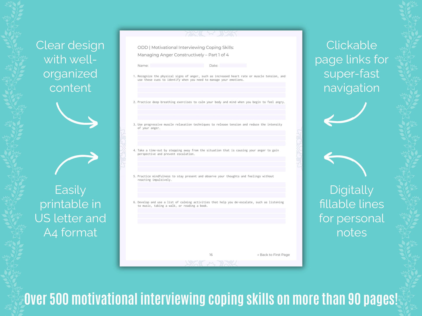 Oppositional Defiant Disorder (ODD) Motivational Interviewing Counseling Templates