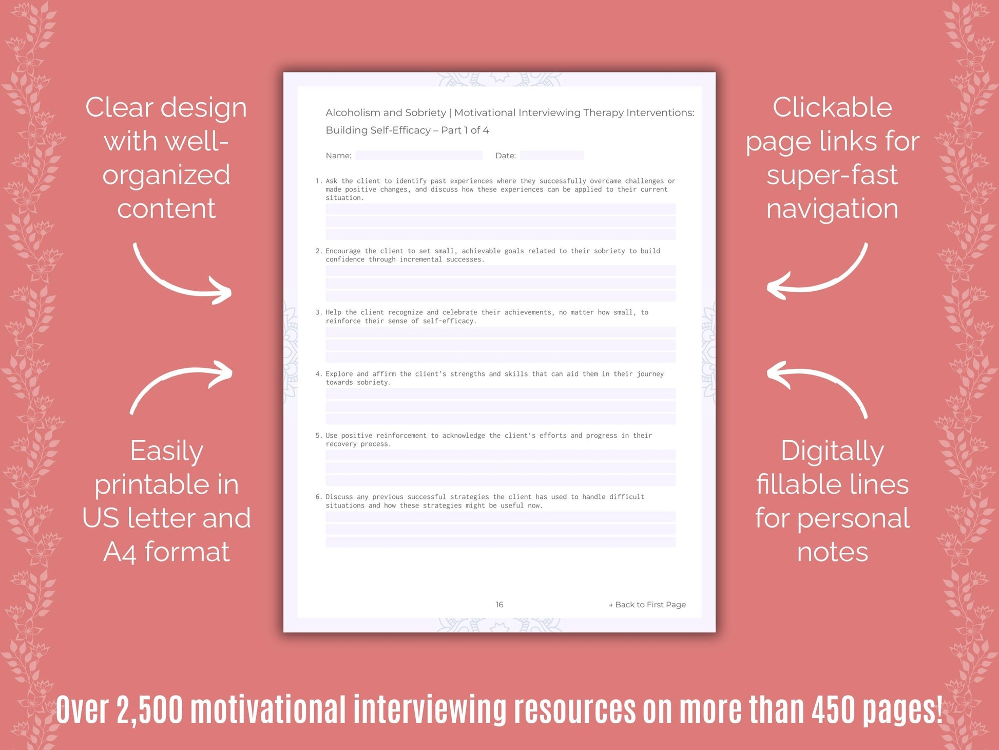 Alcoholism and Sobriety Motivational Interviewing Counseling Templates