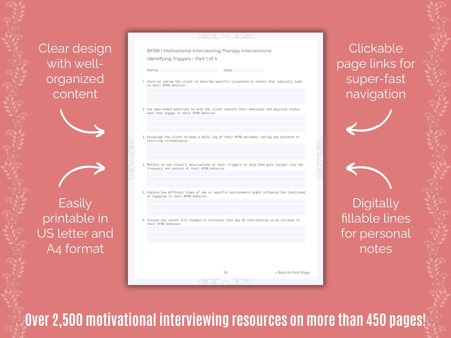 Body-Focused Repetitive Behavior (BFRB) Motivational Interviewing Counseling Templates