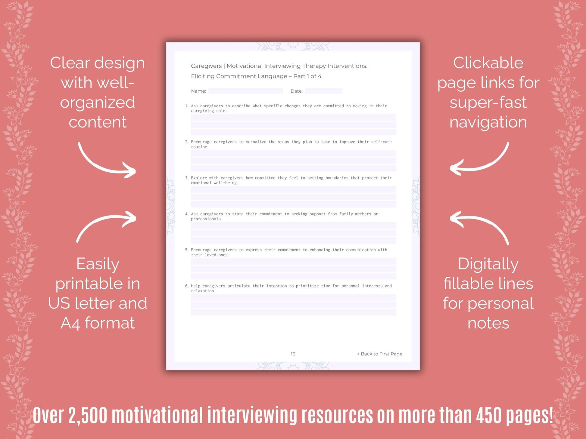 Caregivers Motivational Interviewing Counseling Templates