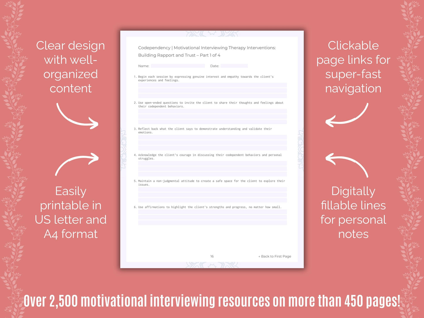 Codependency Motivational Interviewing Counseling Templates