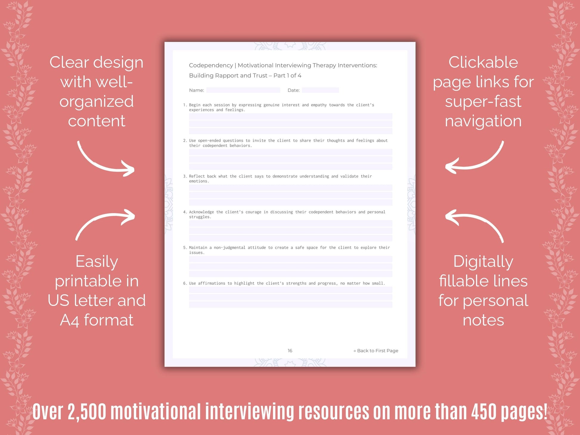 Codependency Motivational Interviewing Counseling Templates