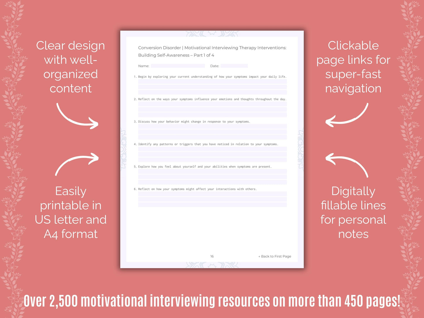 Conversion Disorder Motivational Interviewing Counseling Templates