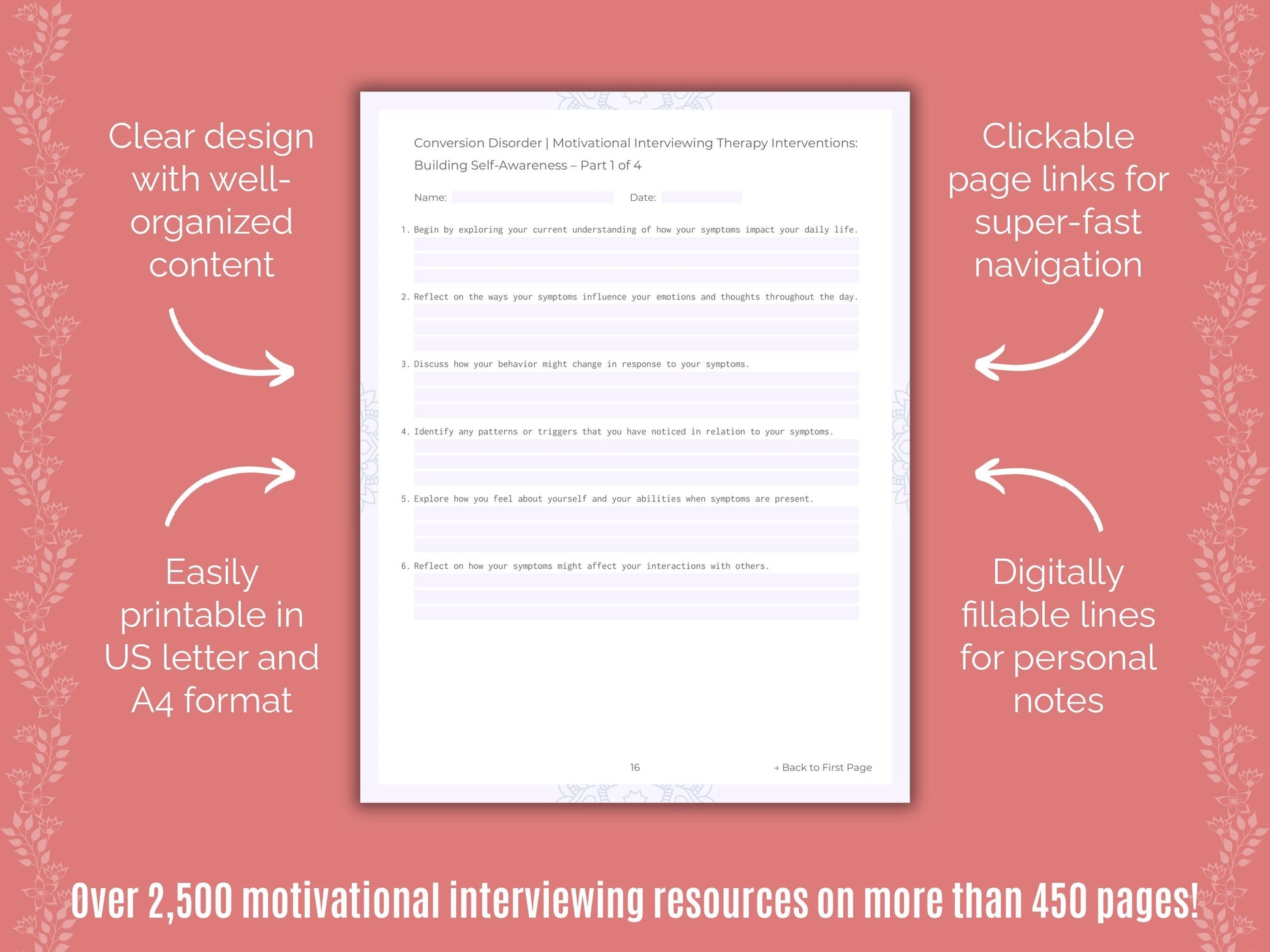 Conversion Disorder Motivational Interviewing Counseling Templates