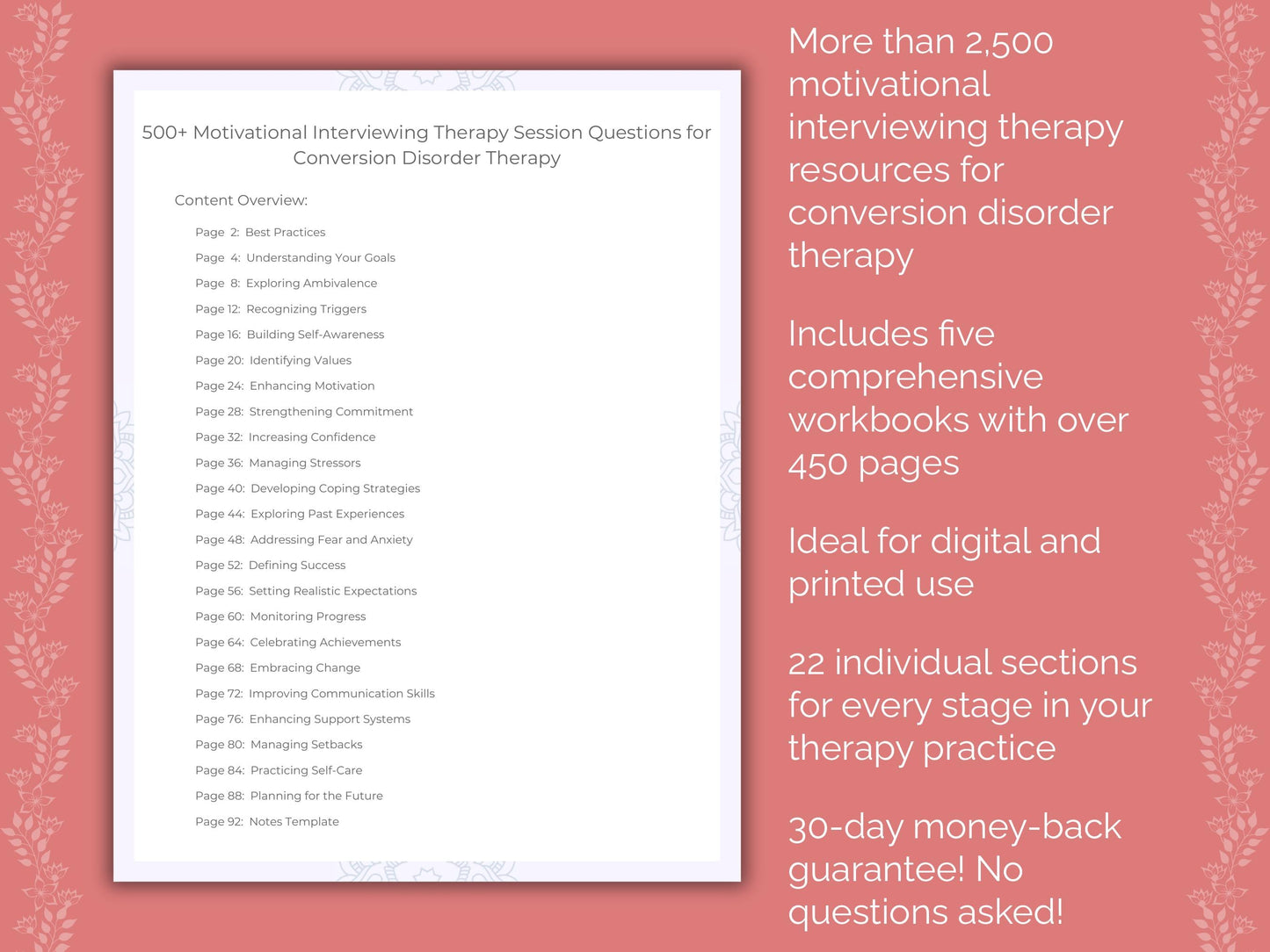 Conversion Disorder Motivational Interviewing Therapist Worksheets