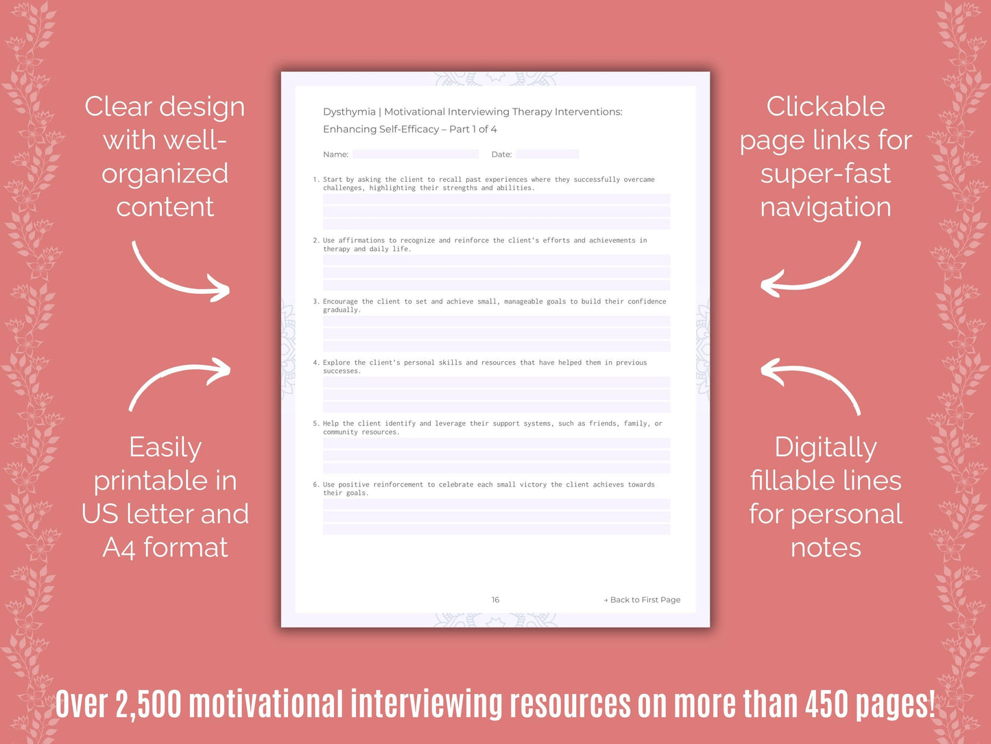 Dysthymia Motivational Interviewing Counseling Templates