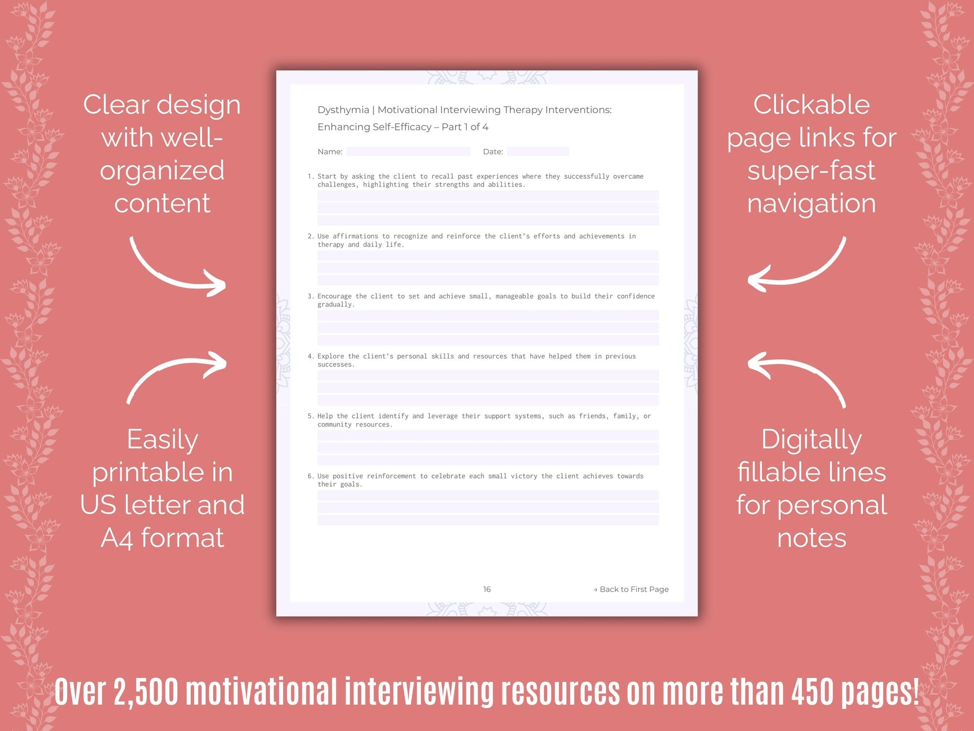 Dysthymia Motivational Interviewing Counseling Templates