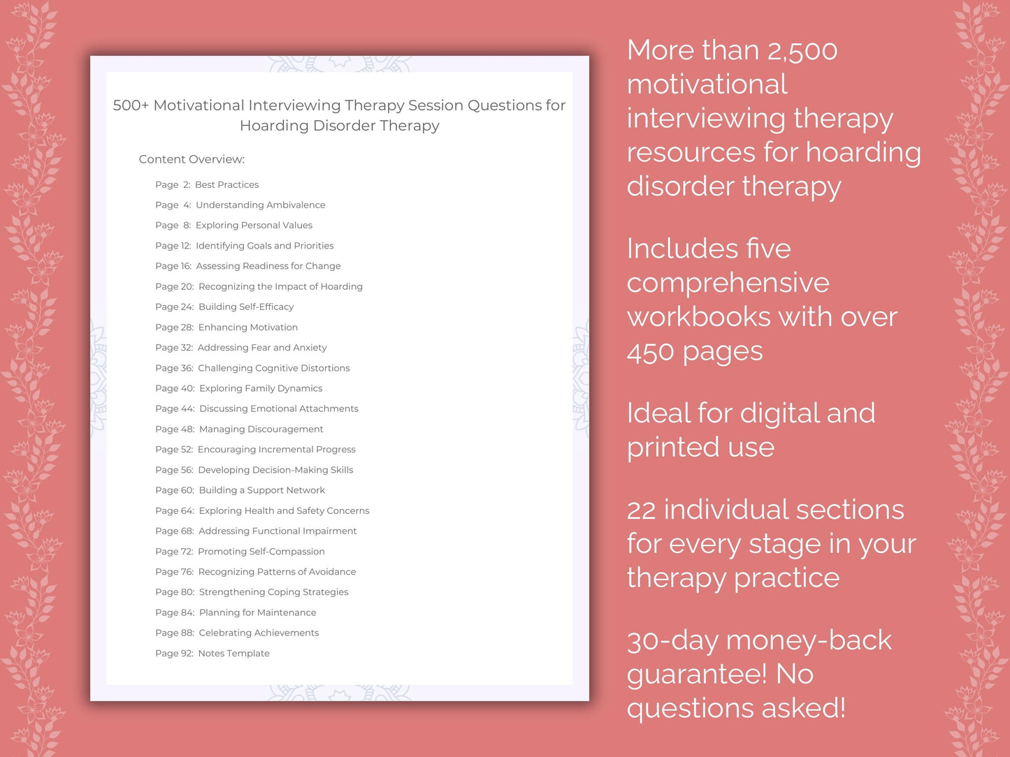 Hoarding Disorder Motivational Interviewing Therapist Worksheets