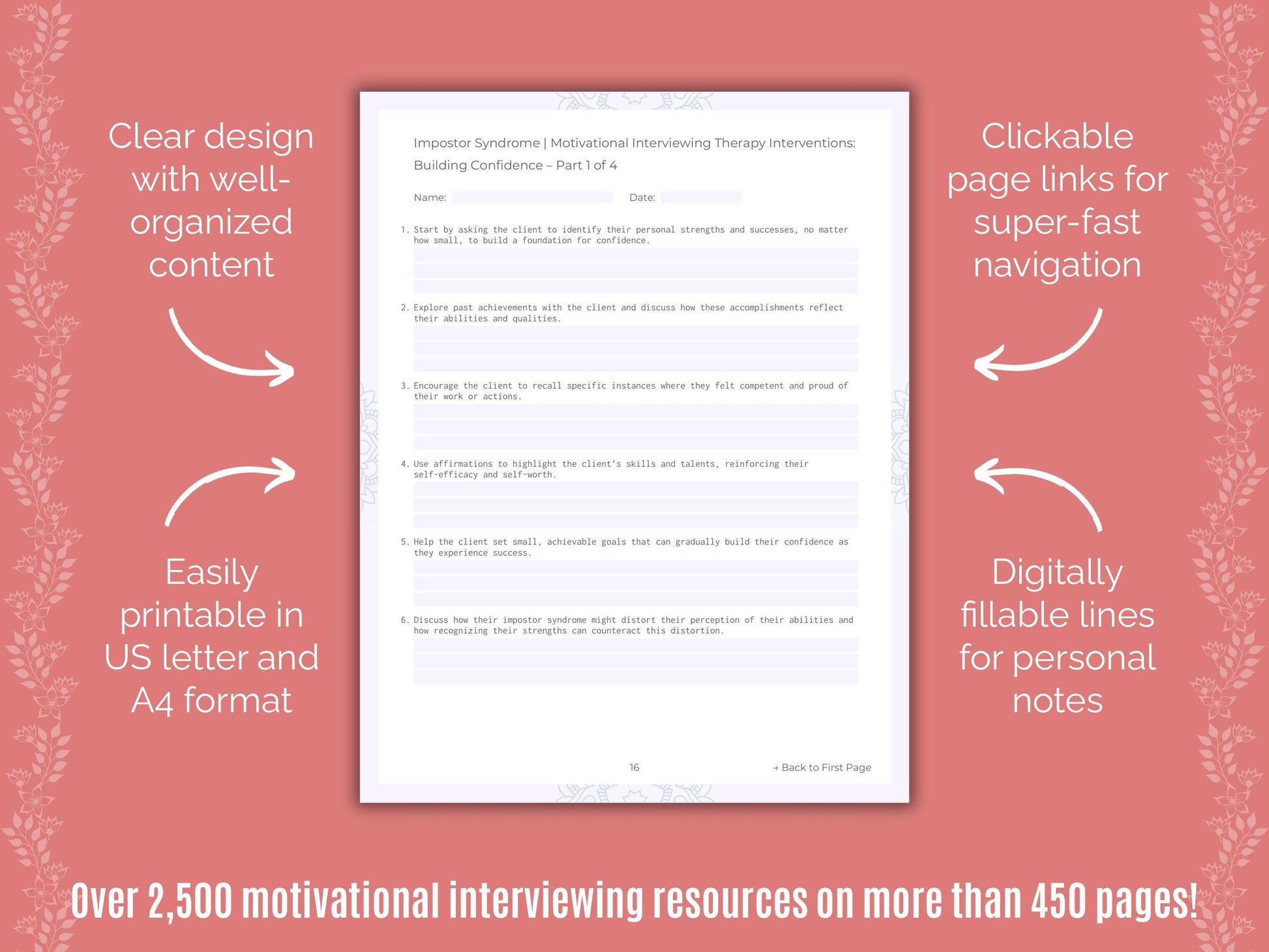 Impostor Syndrome Motivational Interviewing Counseling Templates